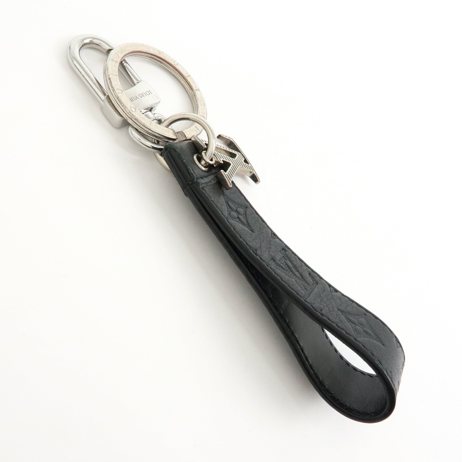 Louis Vuitton Monogram Shadow Dragonne S00 Charm Key Chain Black