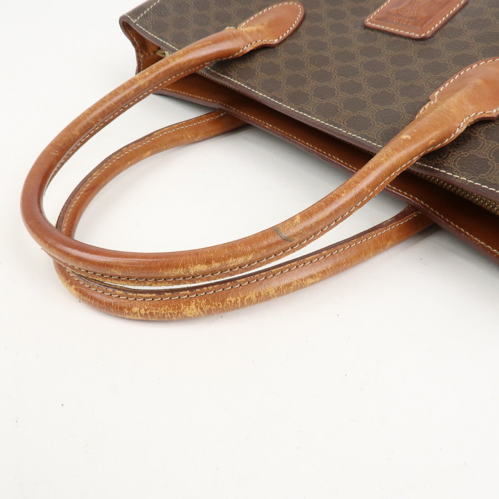 CELINE Macadam PVC Leather Tote Bag Hand Bag Brown