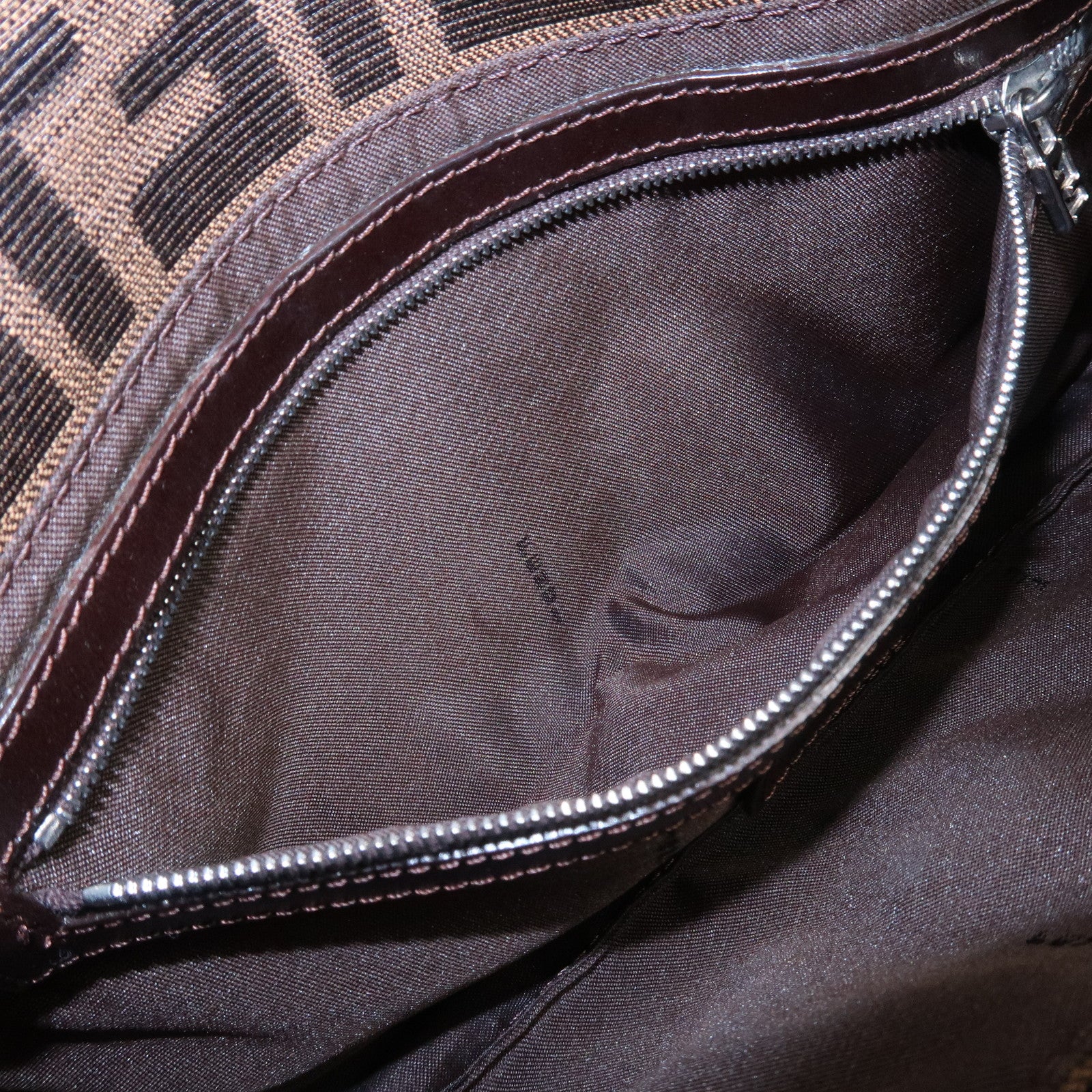 FENDI Zucca Mamma Baguette Canvas Leather Shoulder Bag Brown 26424