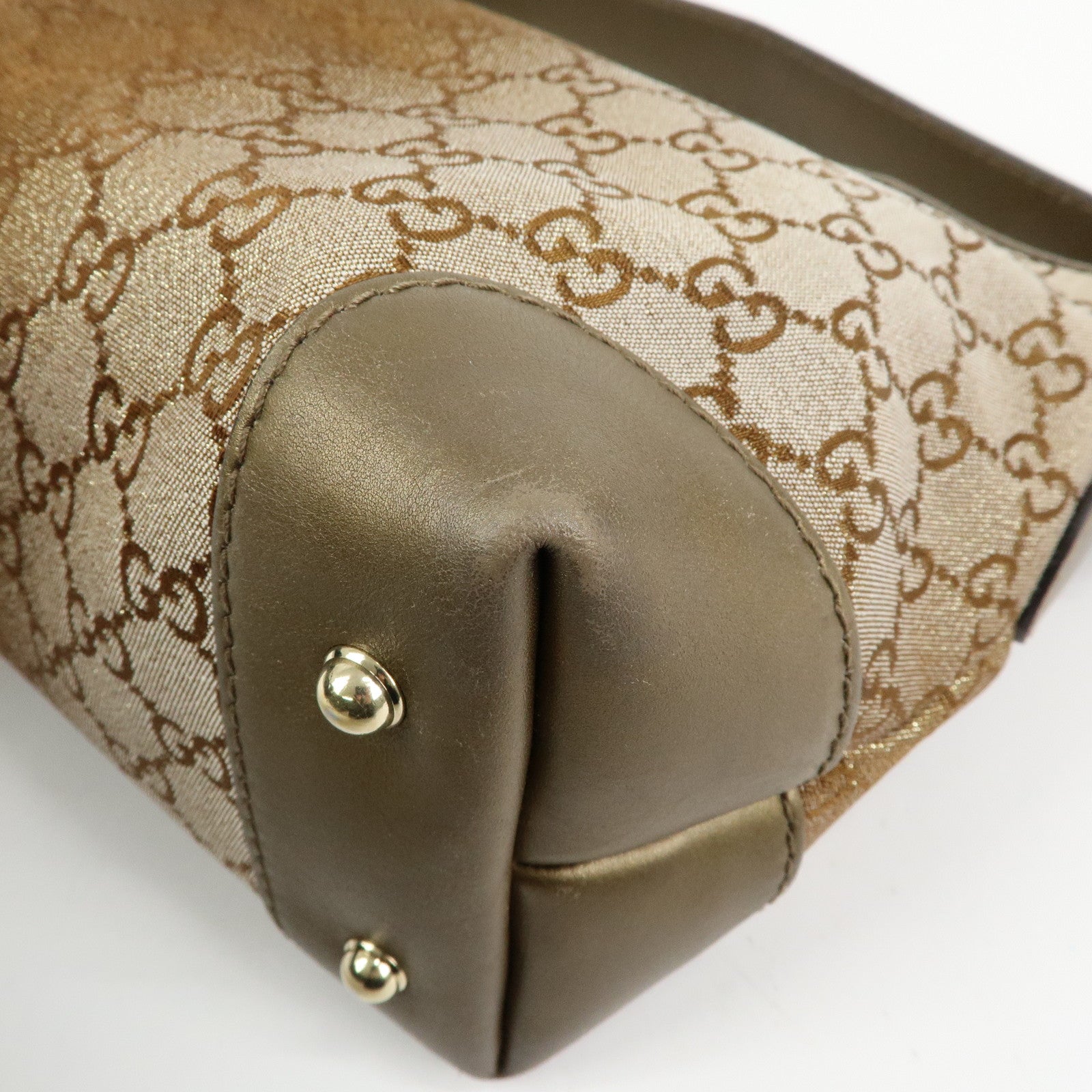 GUCCI Bamboo Heartbit GG Canvas Leather Shoulder Bag Brown 269959