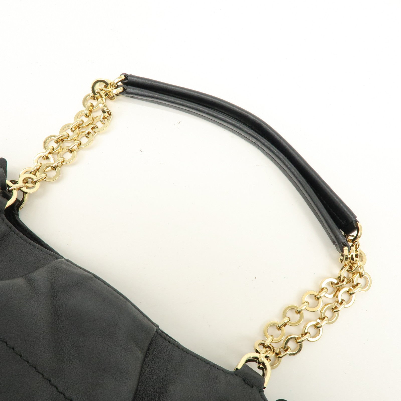 Ferragamo Gancini Leather Tote Bag Hand Bag Shoulder Bag Black