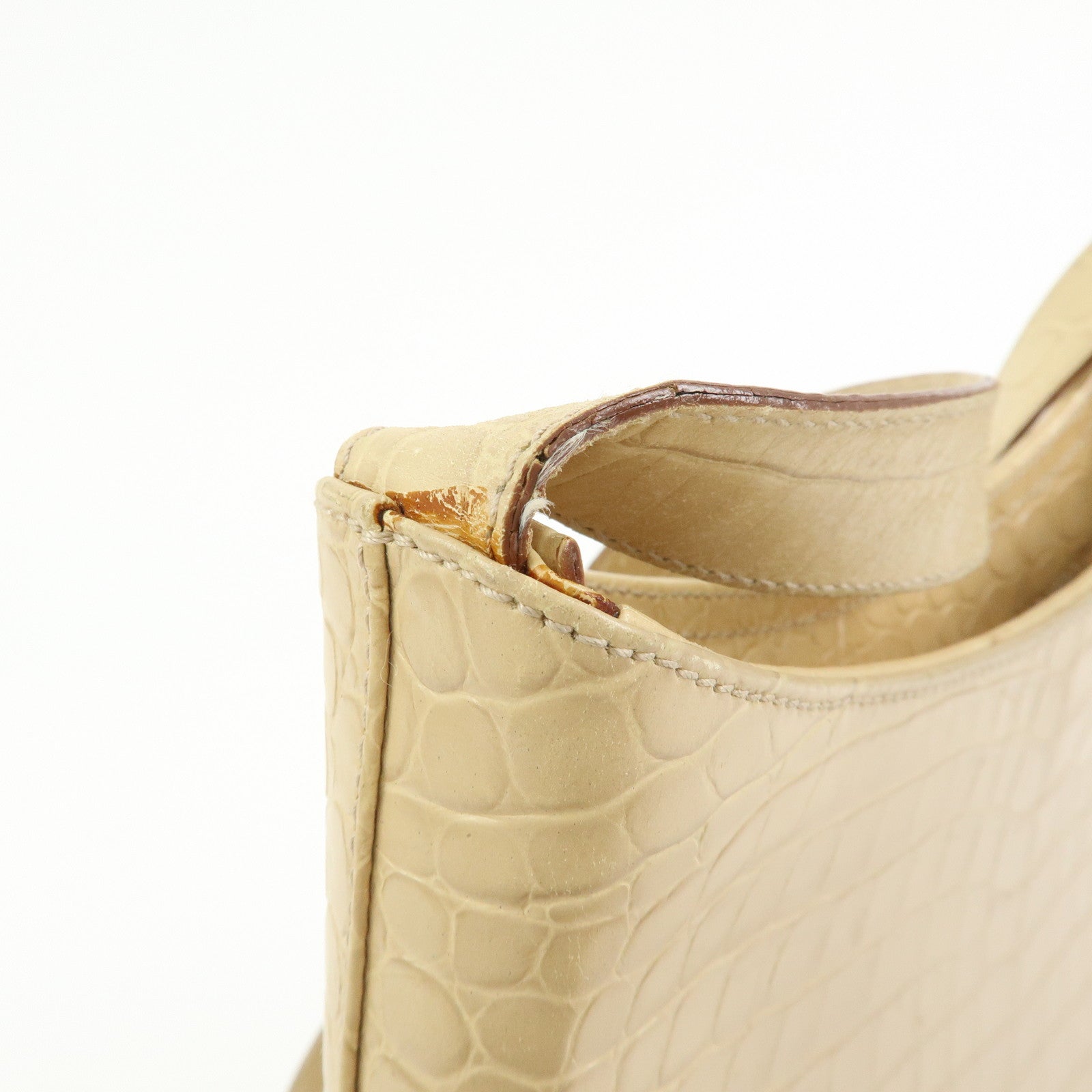 Ferragamo Gancini Embossed Leather Shoulder Bag Beige