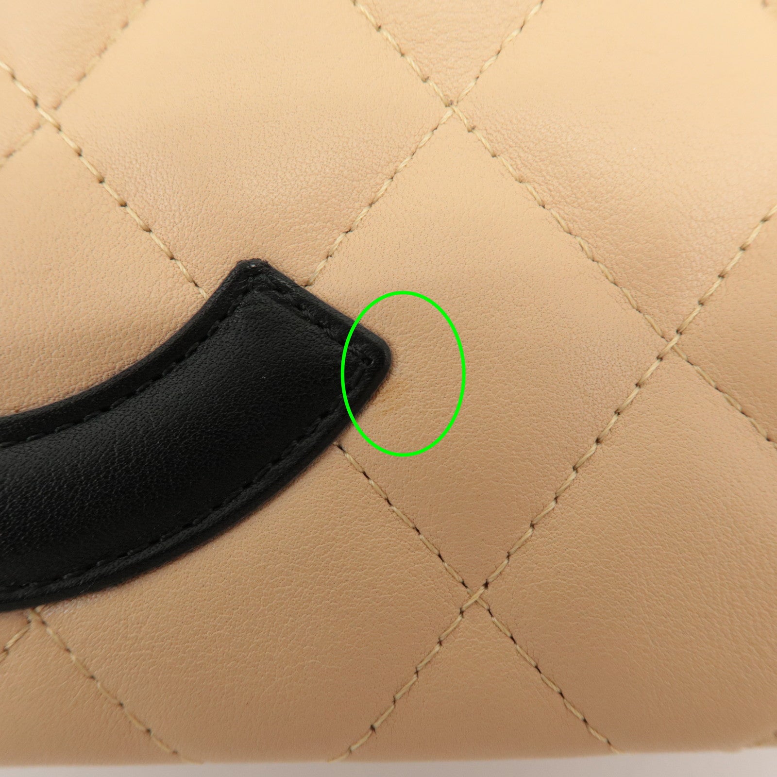 CHANEL COCO Mark Cambon Line Leather Pouch Beige Used