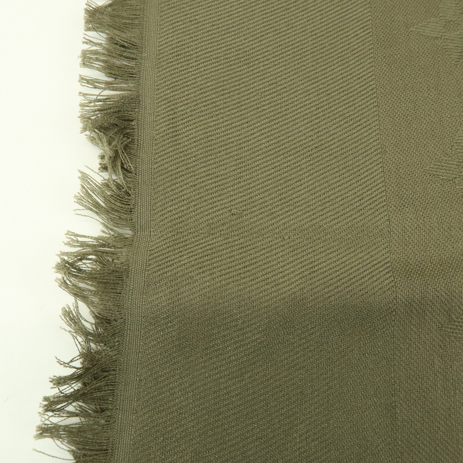 Louis Vuitton Monogram Silk Wool Scarf Shawl Khaki M72238