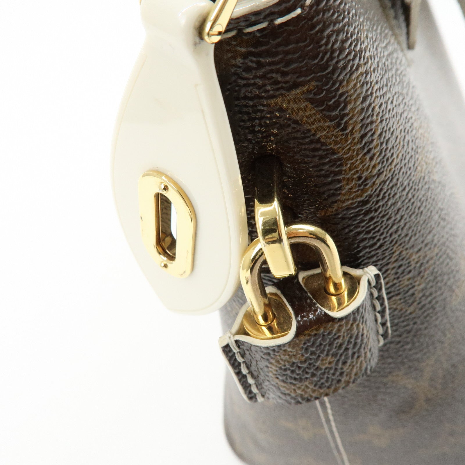 Louis Vuitton Shiny Monogram Canvas Lockit Hand Bag Brown M40597