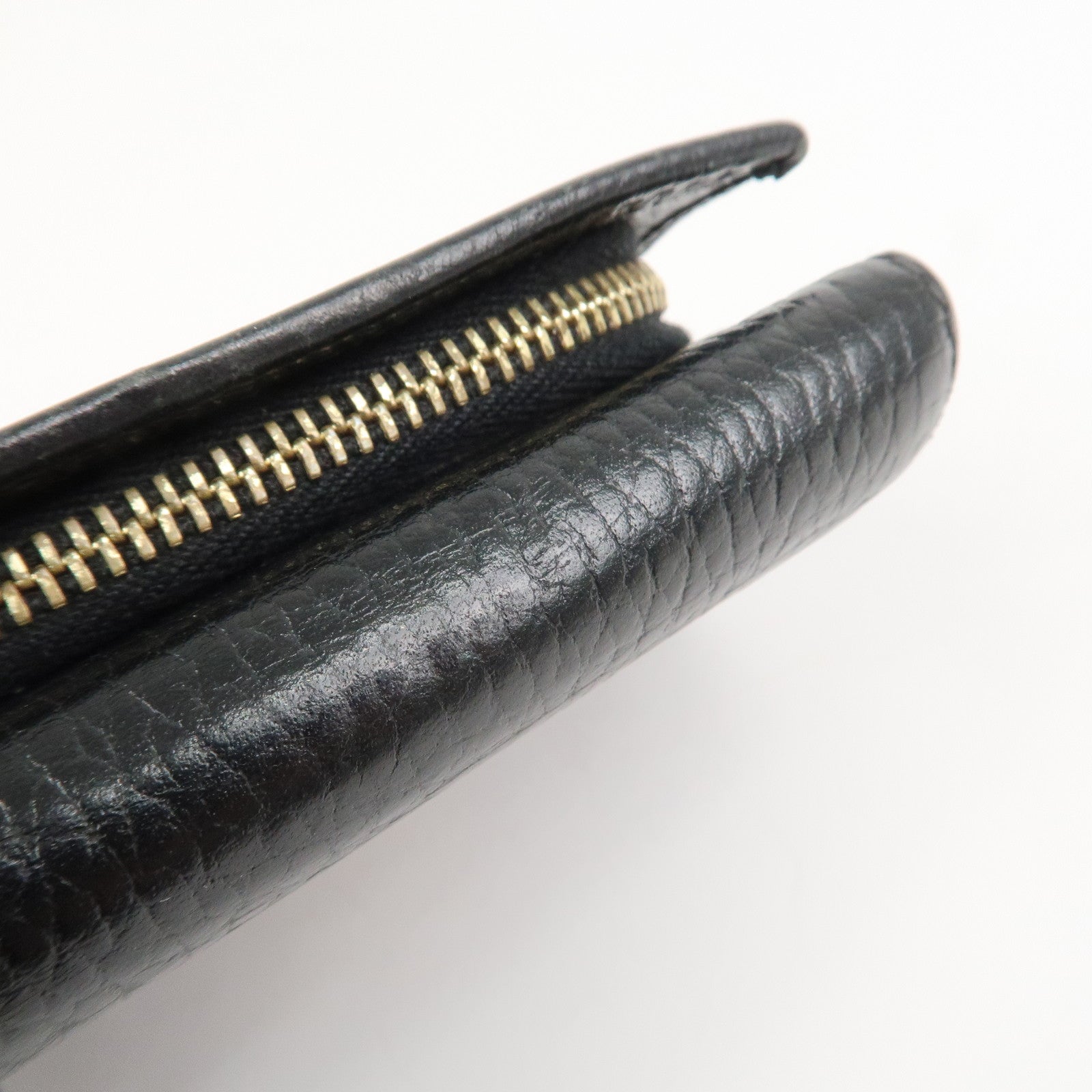 GUCCI GG Marmont Leather Small Tri-fold Compact Wallet Black 644407