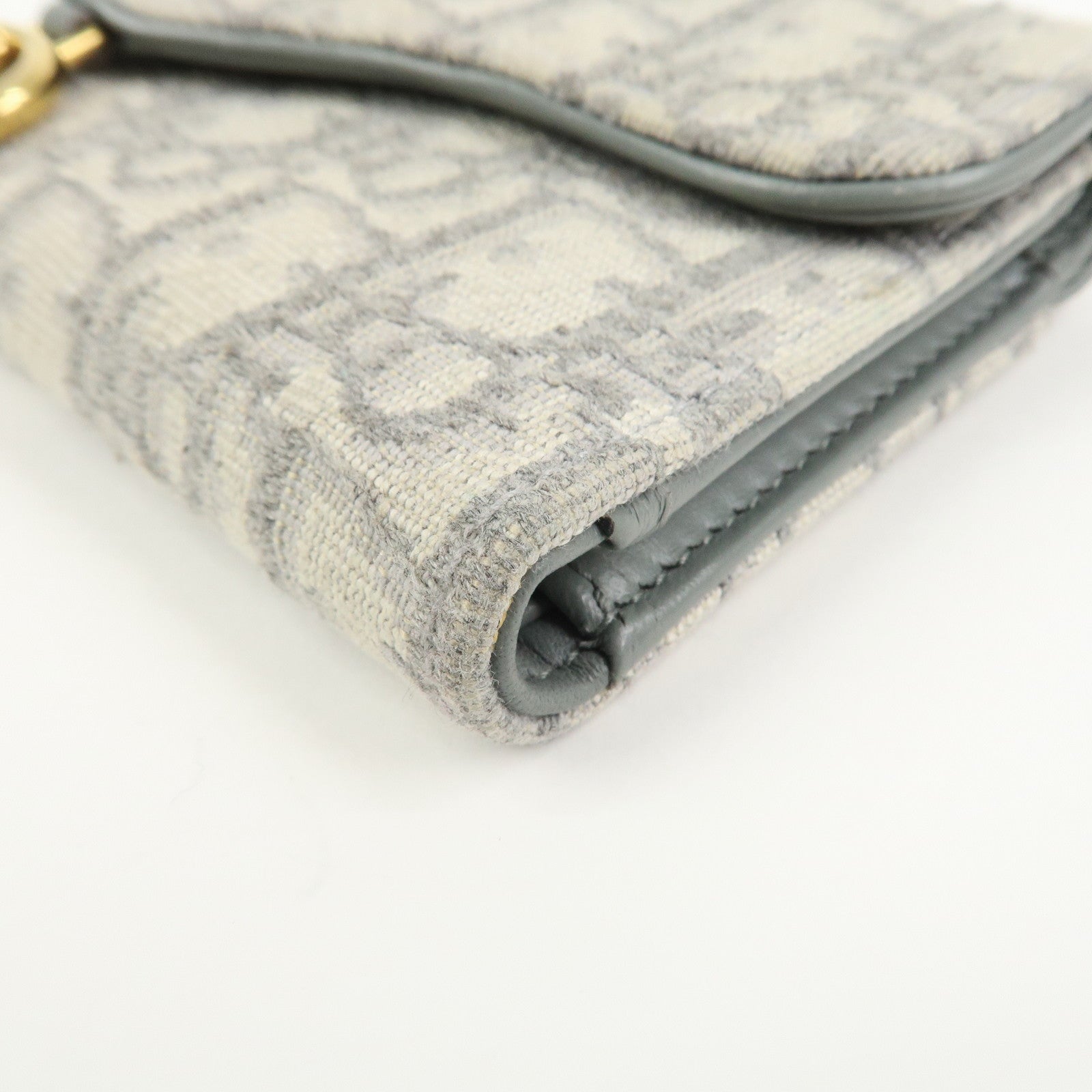 Christian Dior Trotter Saddle Tri-fold Compact Wallet Gray