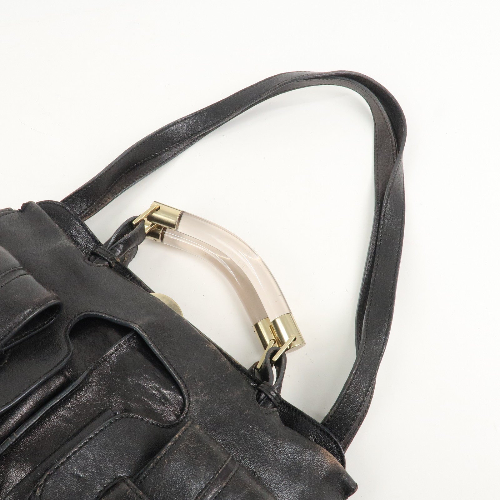 Chloe Leather Saskia 2Way Bag Hand Bag Shoulder Bag Black