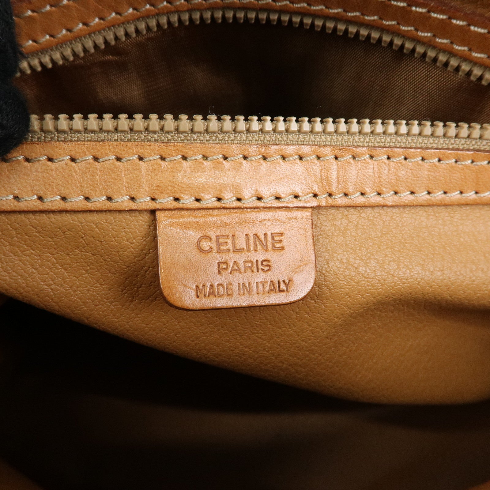 CELINE Macadam PVC Leather 2Way Bag Hand Bag Dome Bag Brown