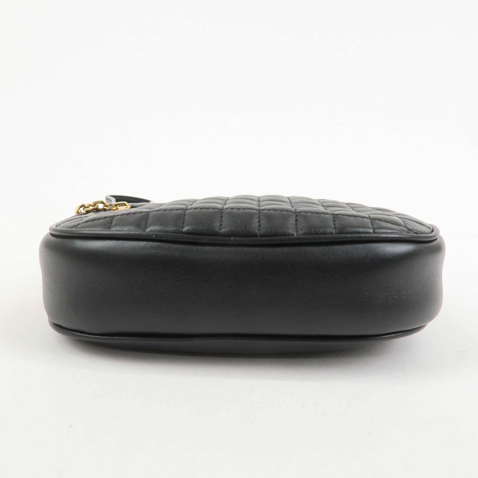 CELINE Calf Leather Shoulder Bag Crossbody Bag Black C Charm