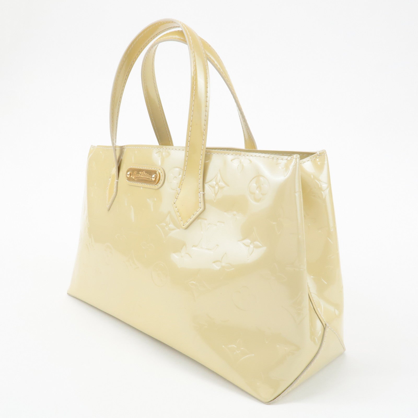 Louis Vuitton Monogram Vernis Wilshire PM Hand Bag Blanc Corail M91452 Used