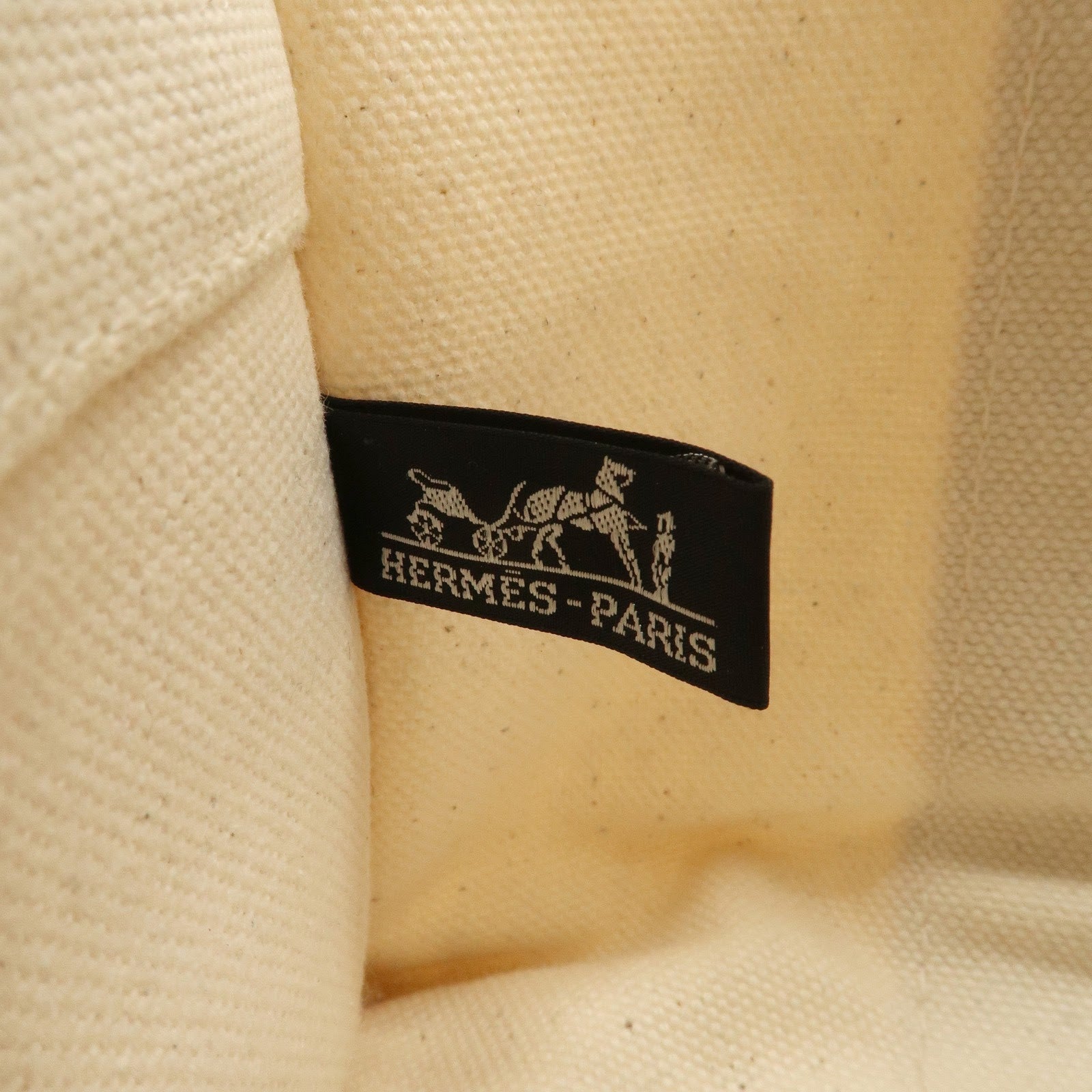 HERMES Bora Bora PM Canvas Tote Bag Hand Bag Ivory Orange Used