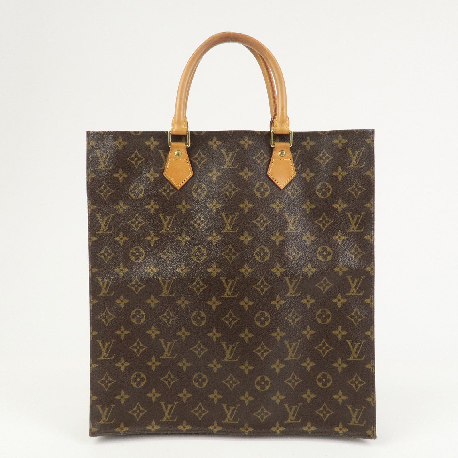 Louis Vuitton Monogram Sac Plat Tote Bag Hand Bag Brown M51140