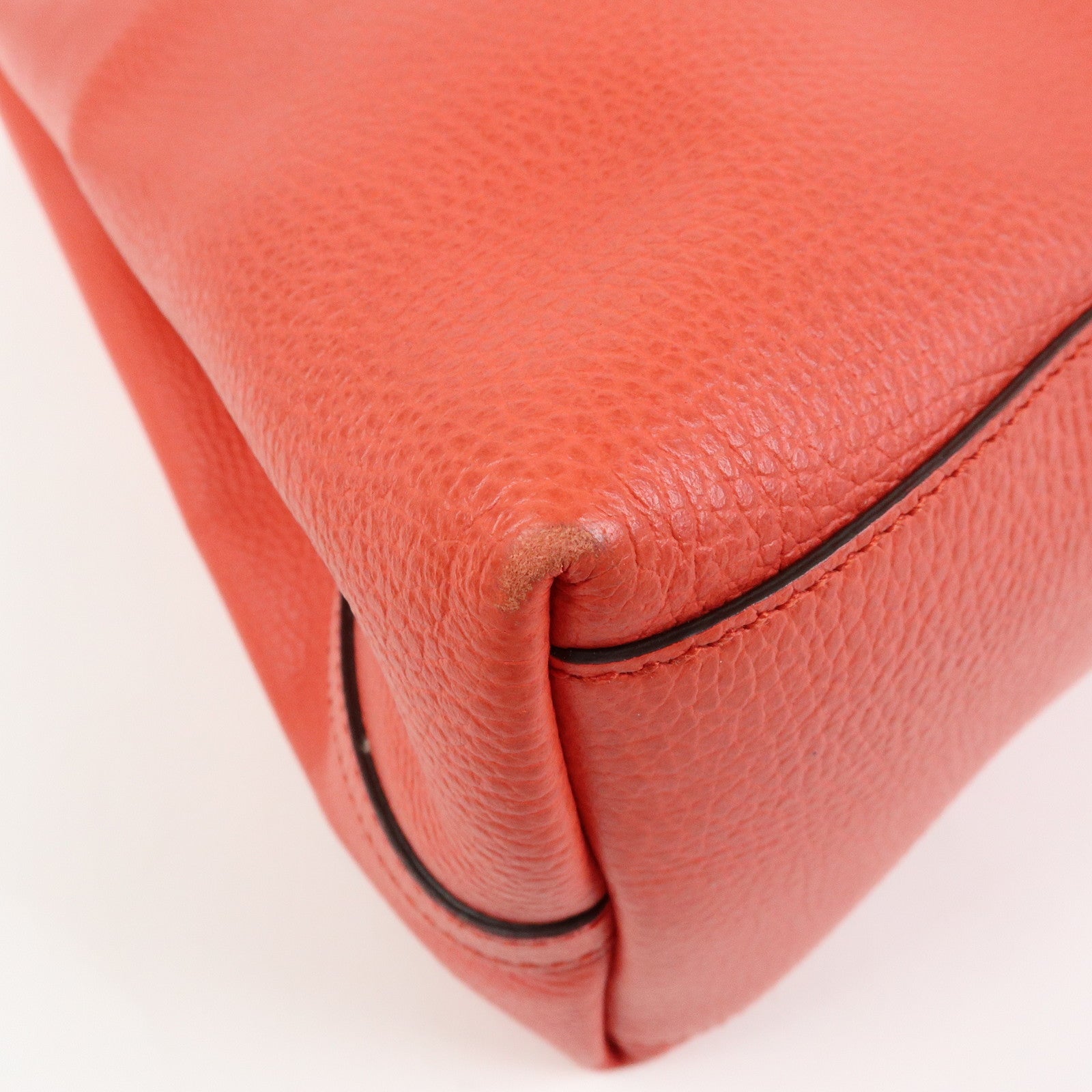 GUCCI Logo Leather Tote Bag Shoulder Bag Hand Bag Red 380118