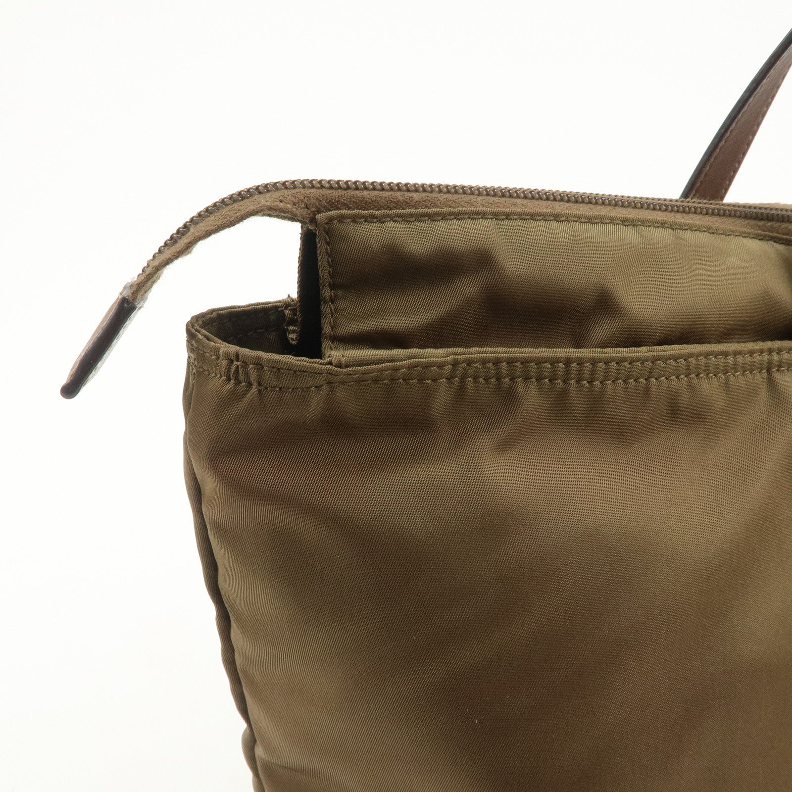 PRADA Triangle Logo Nylon Saffiano Leather Tote Bag Shoulder Bag