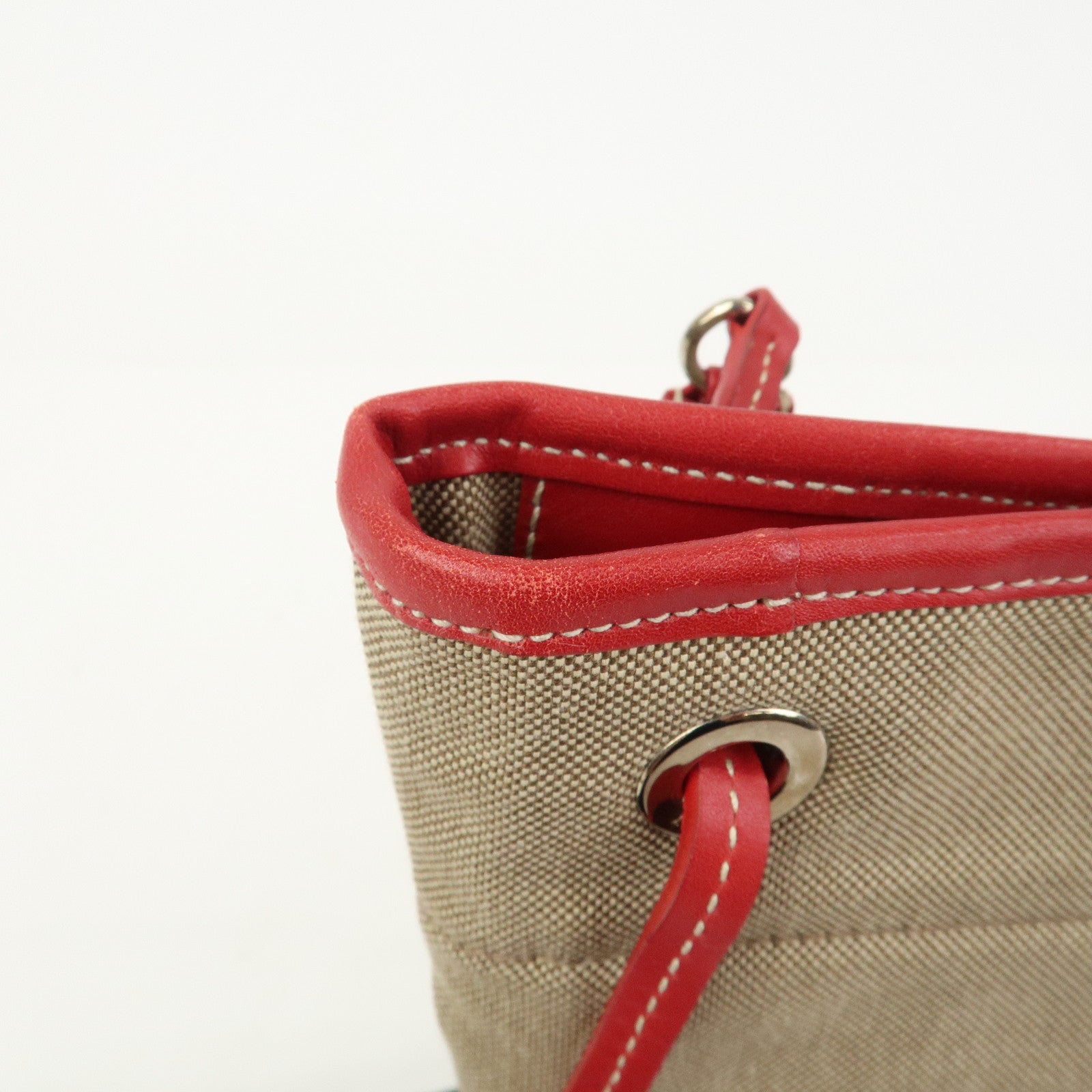 PRADA Logo Canvas Leather Shoulder Bag Crossbody Bag Beige BT0551