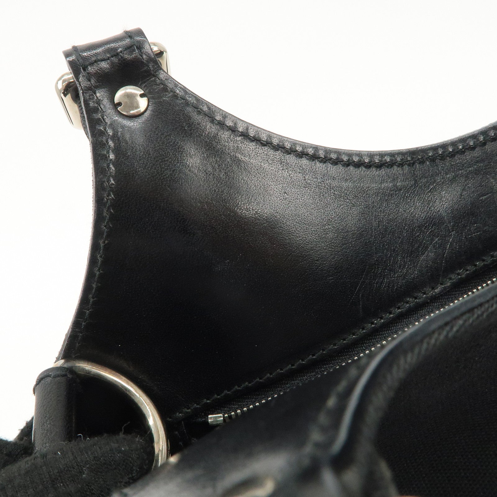 GUCCI Interlocking G Canvas Leather Hand Shoulder Bag Black 114875 Used