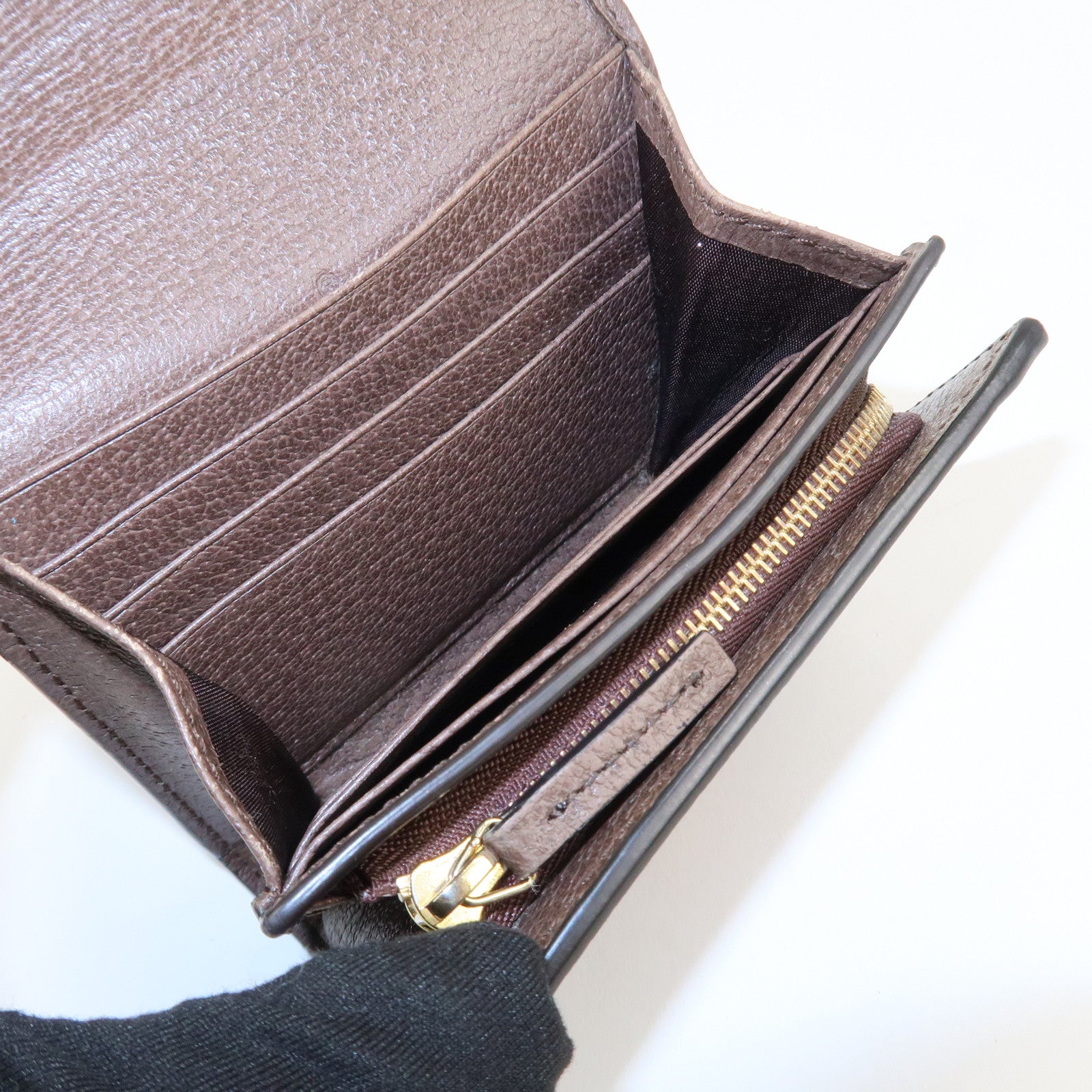 GUCCI Ophidia Sherry GG Supreme Leather Bifold Wallet 598662 Used