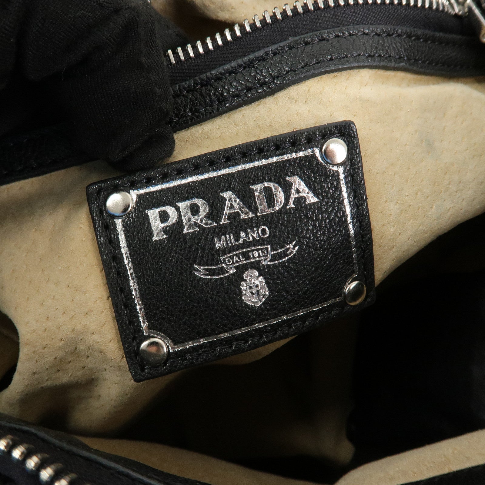 PRADA Logo Nylon Leather Gathered 2Way Shoulder Hand Bag BN4586