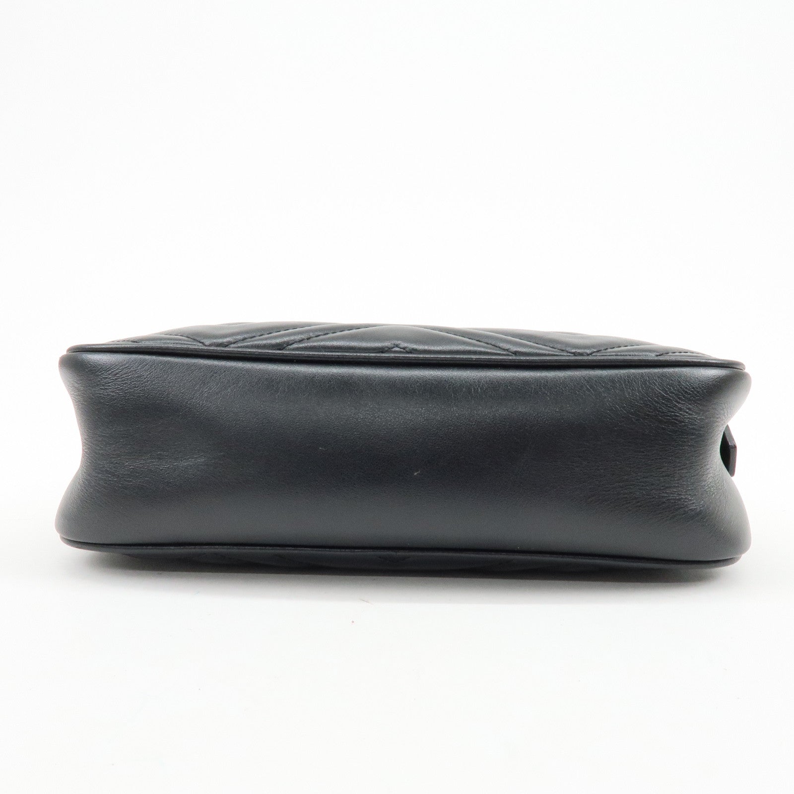 GUCCI GG Marmont Shevron Leather Shoulder Bag Black 447632