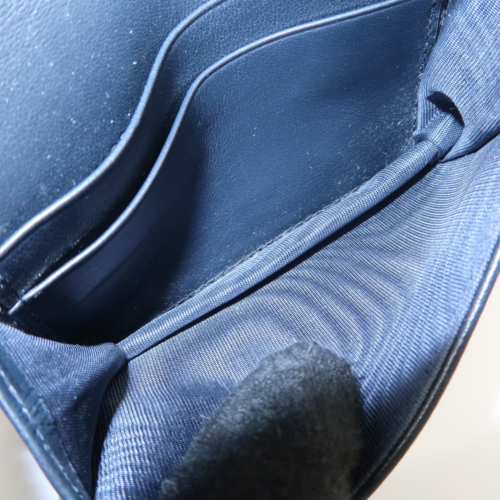 Christian Dior Oblique Canvas Leather Saddle Card Case Beige Navy Used