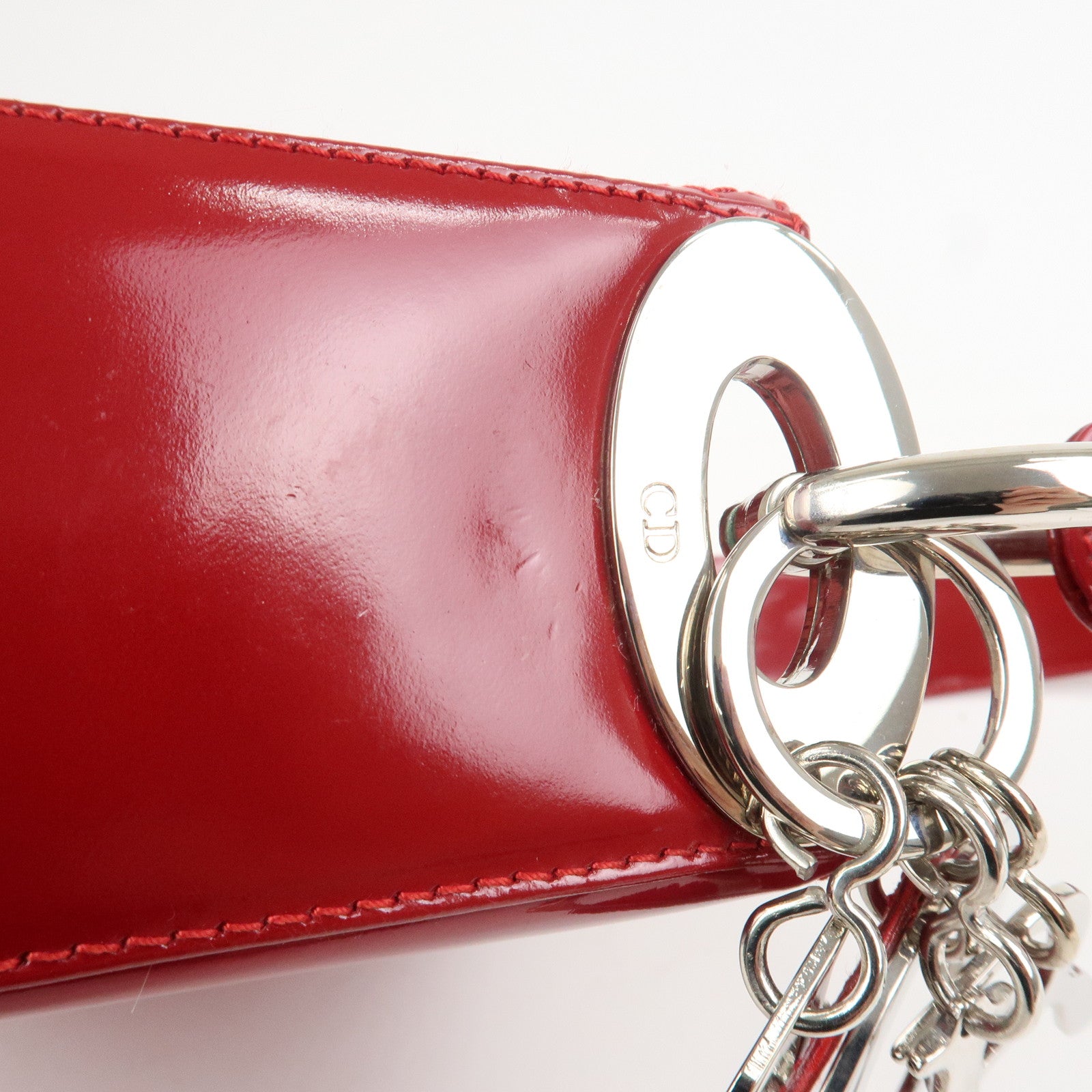 Christian Dior Cannage Patent Leather One Shoulder Bag Red