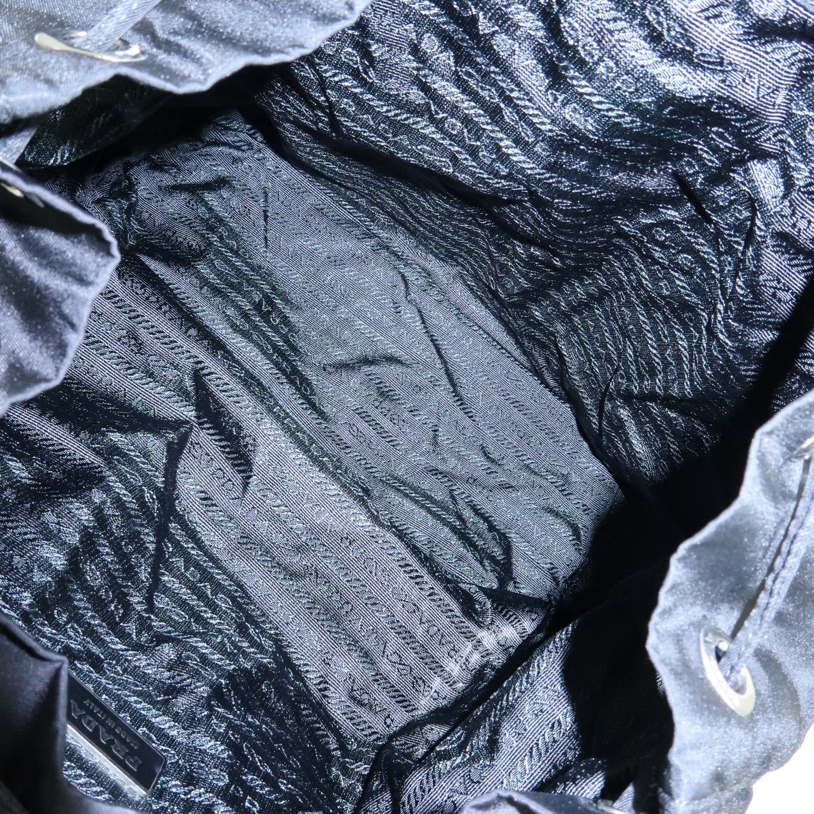 PRADA Triangle Logo Nylon Leather Backpack Rucksuck Black