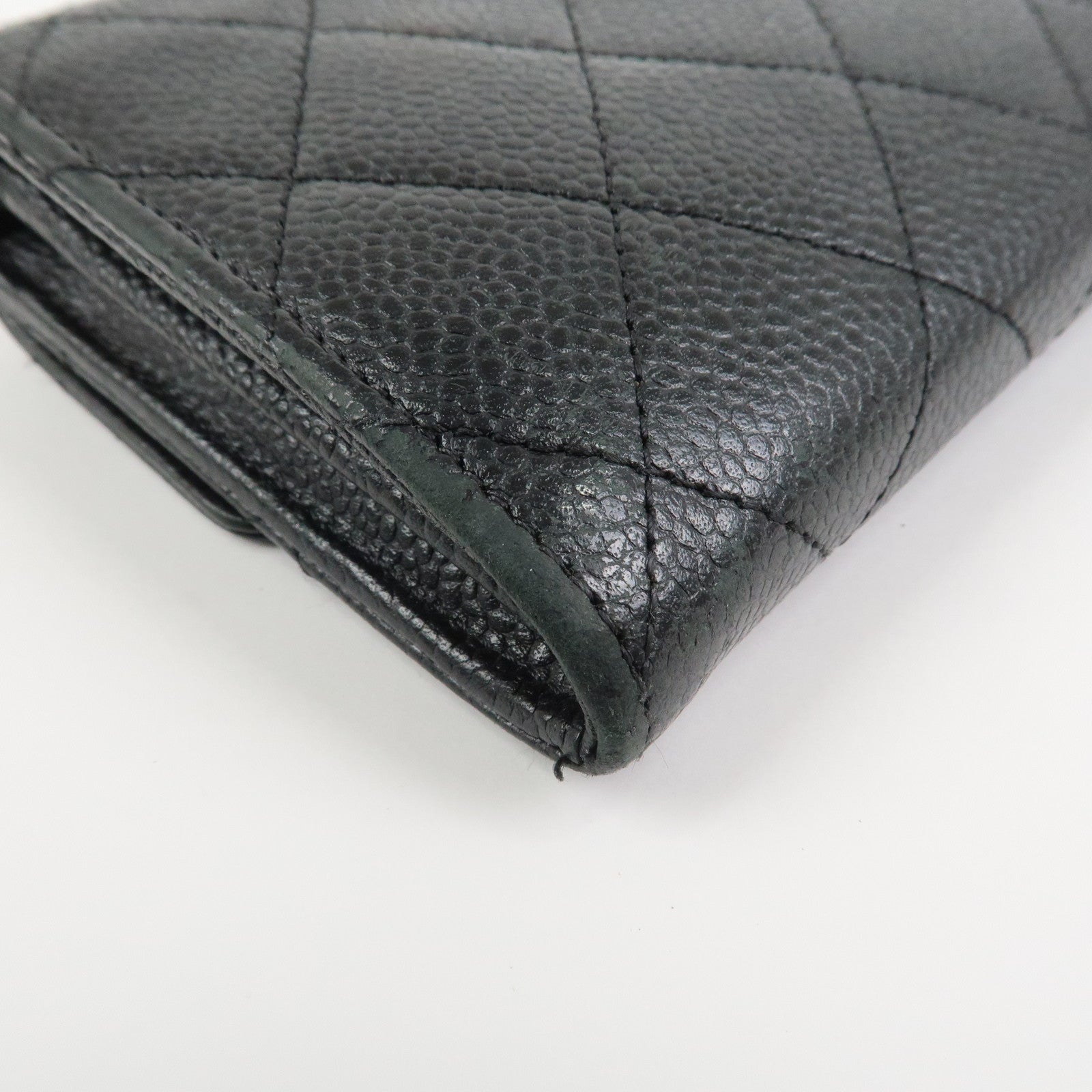 CHANEL COCO Mark Matelasse Caviarskin Long Flap Wallet Black A50096