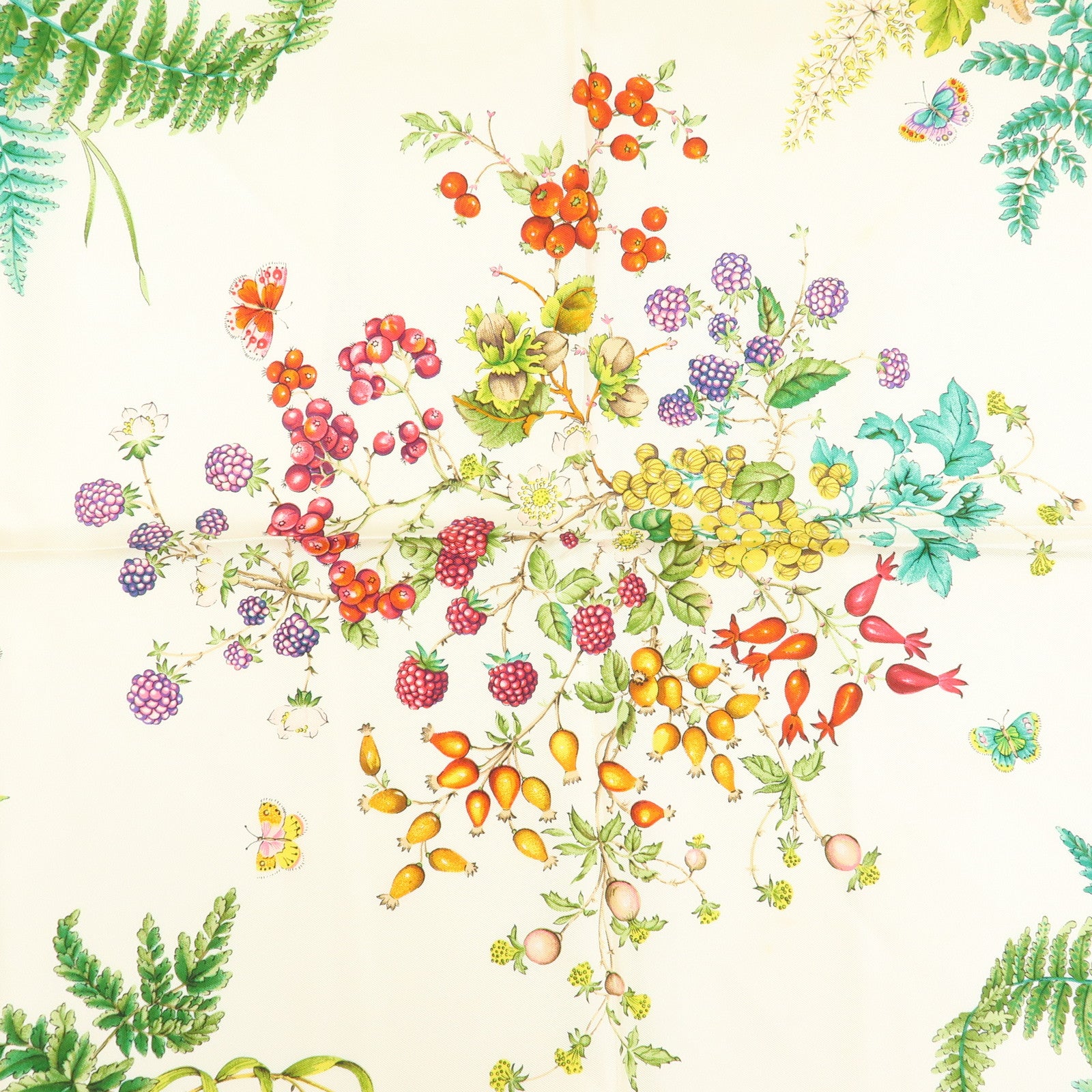 GUCCI Silk 100% Scarf Botanical Garden Mastard Yellow White