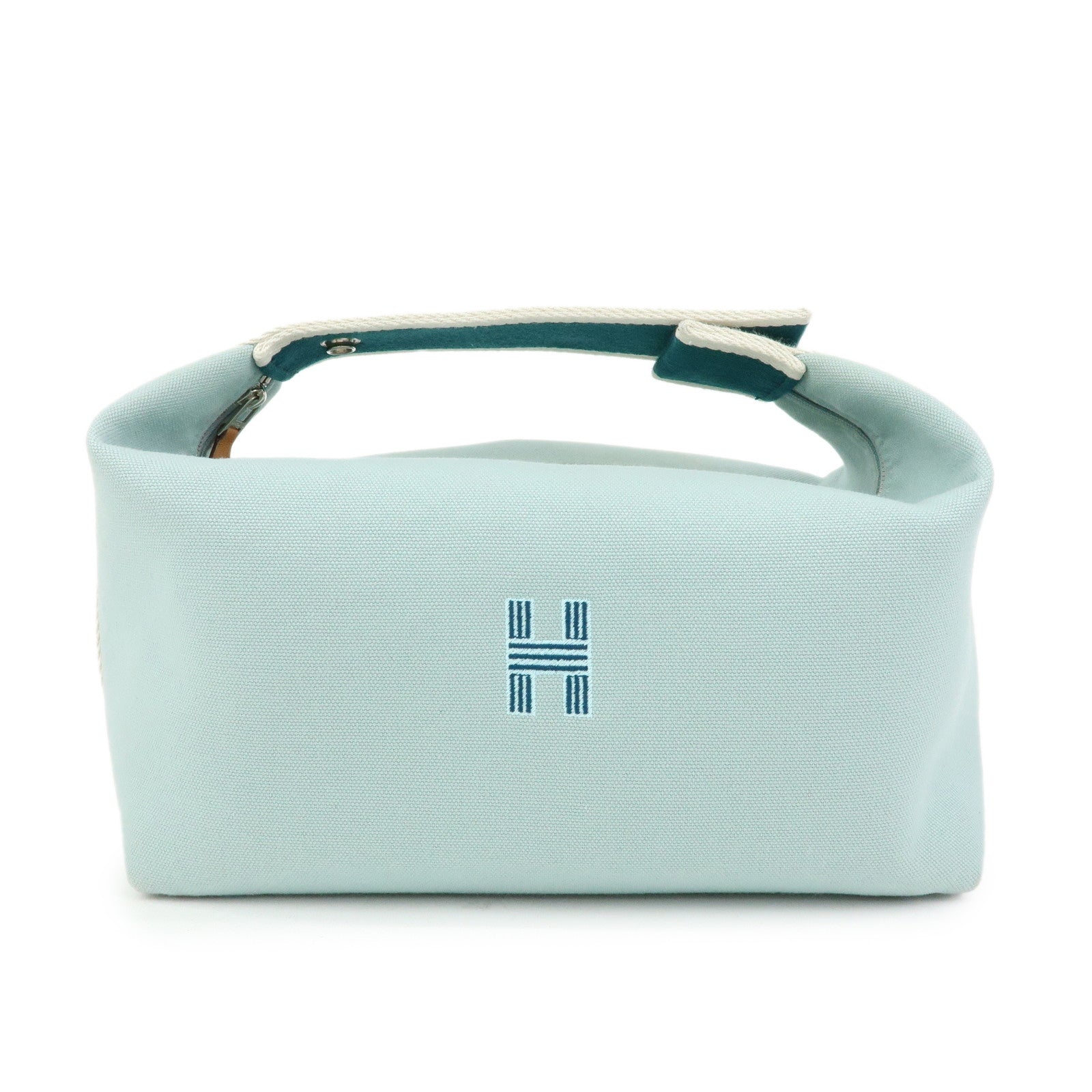 HERMES Bride A Brac GM Cotton Hand Bag Vanity Bag Light Blue