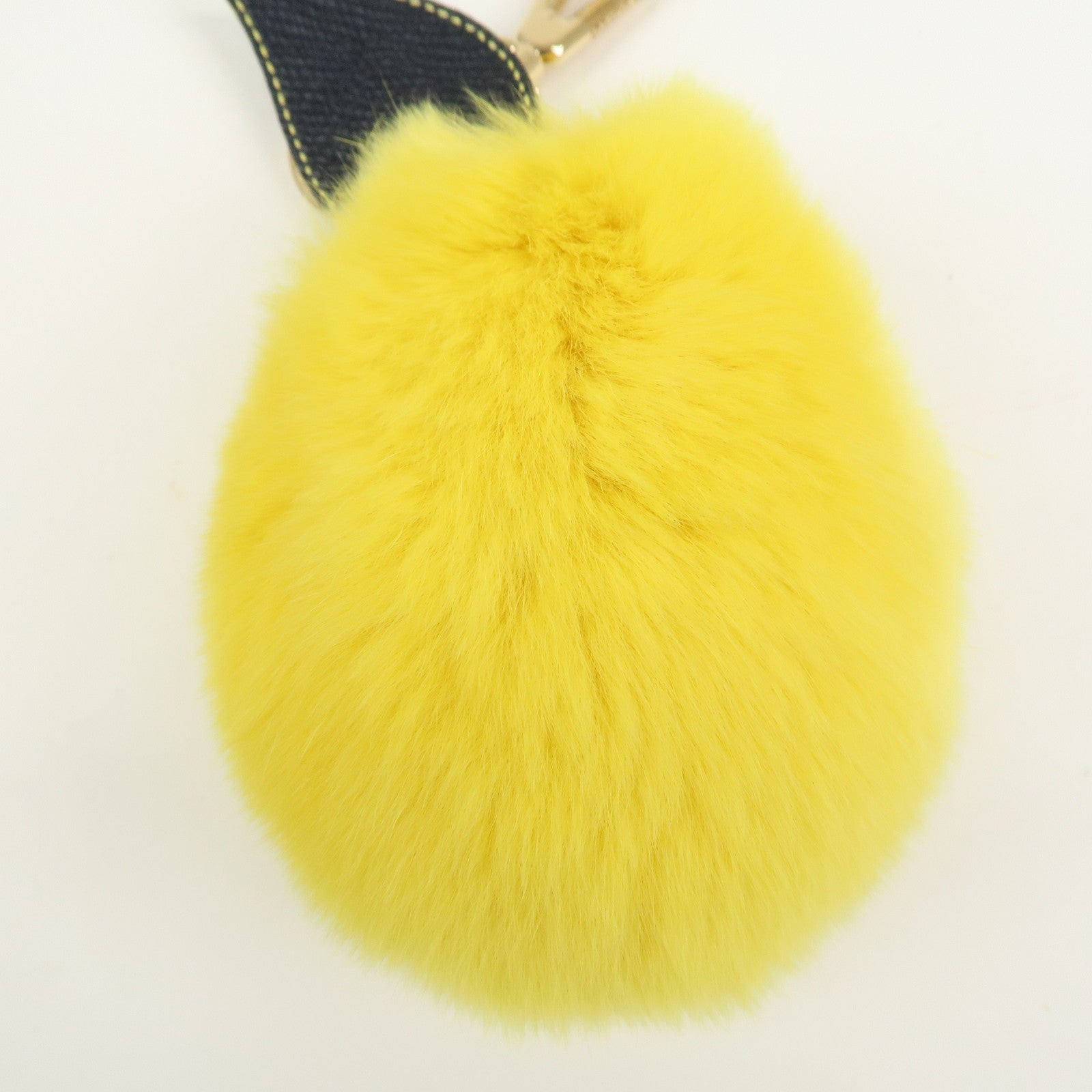 Dolce&Gabbana Citrus Fur Leather Bag Charm Key Holder Yellow