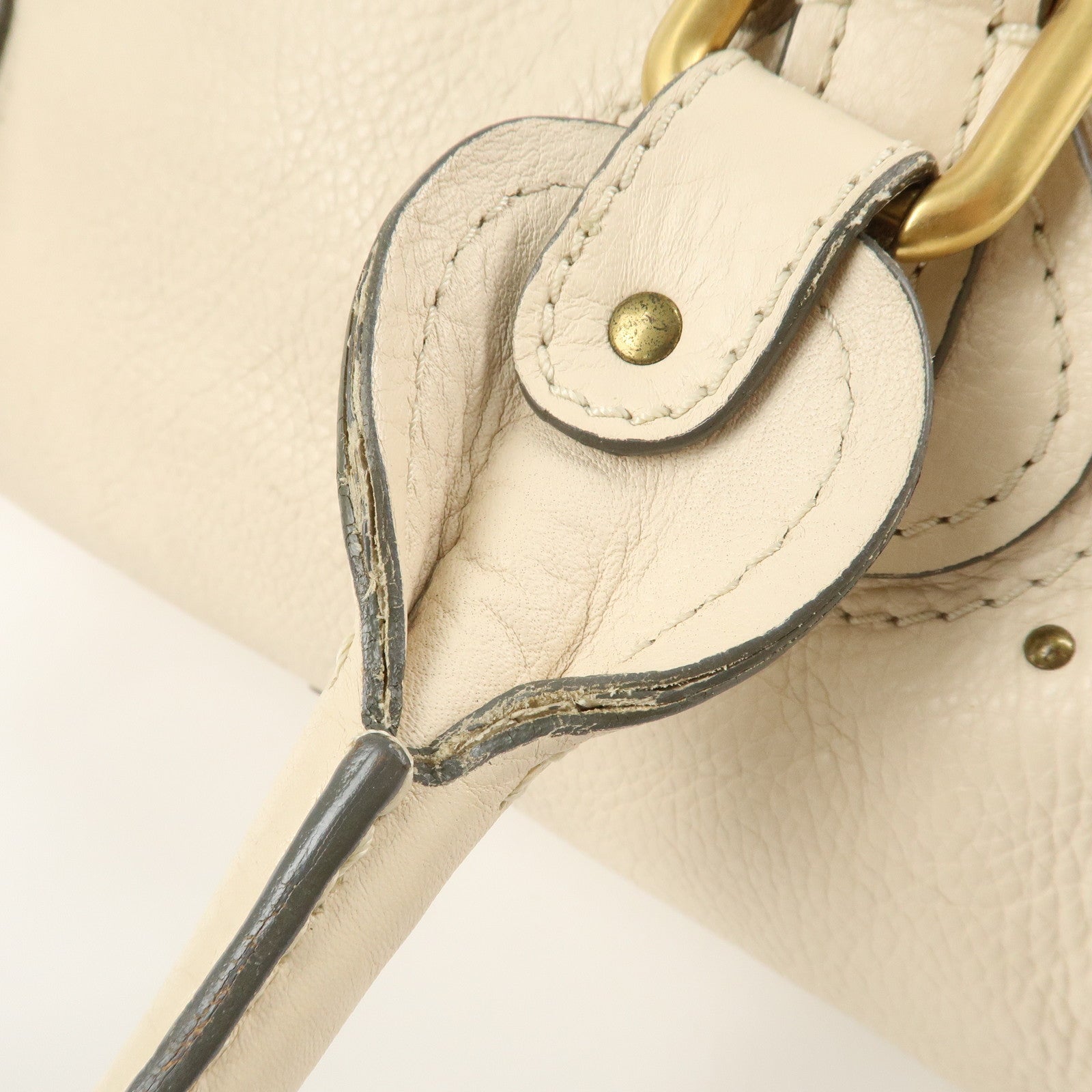 Chloe Paddington Leather Medium Hand Bag Shoulder Bag Ivory Used