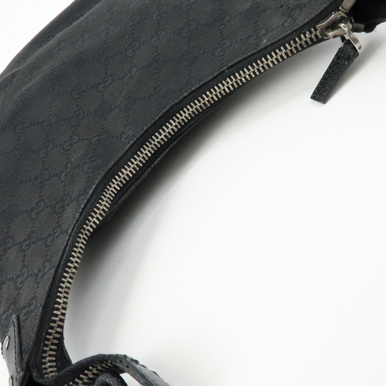 GUCCI GG Canvas Leather Shoulder Bag Hand Bag Black 115003