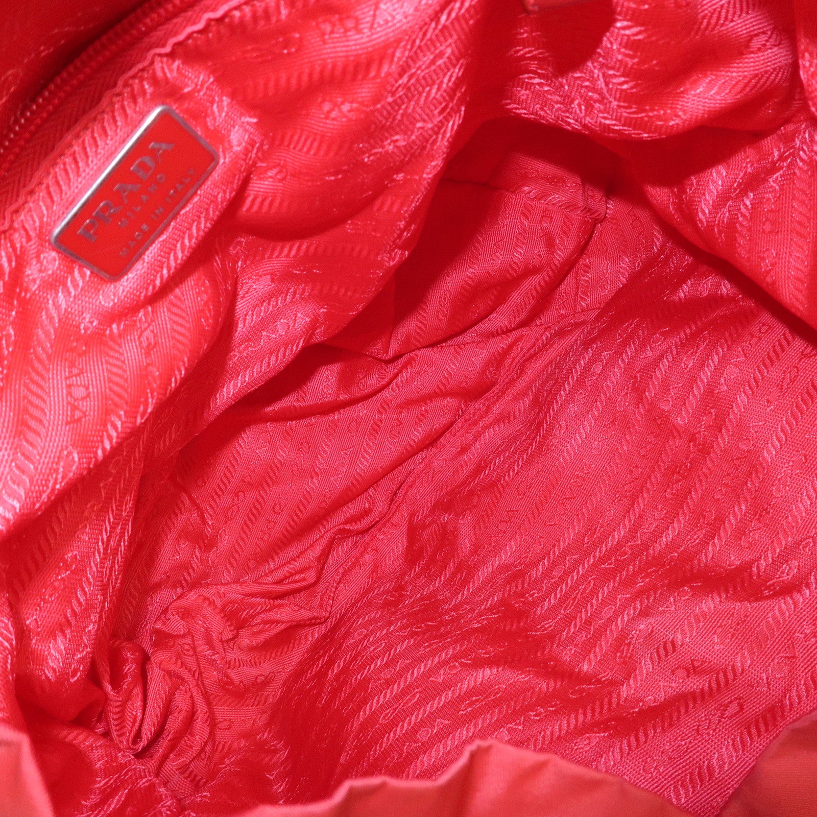 PRADA Triangle Logo Nylon Leather Backpack Rucksack Red