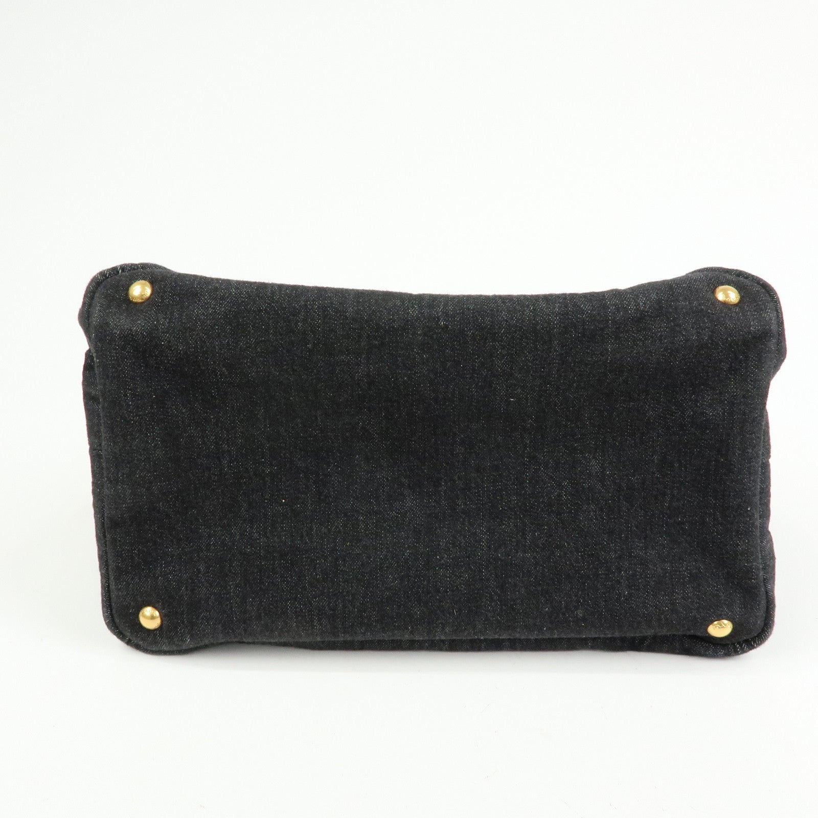 PRADA Triangle Logo Canapa Canvas 2Way Tote Hand Bag Black BN2642