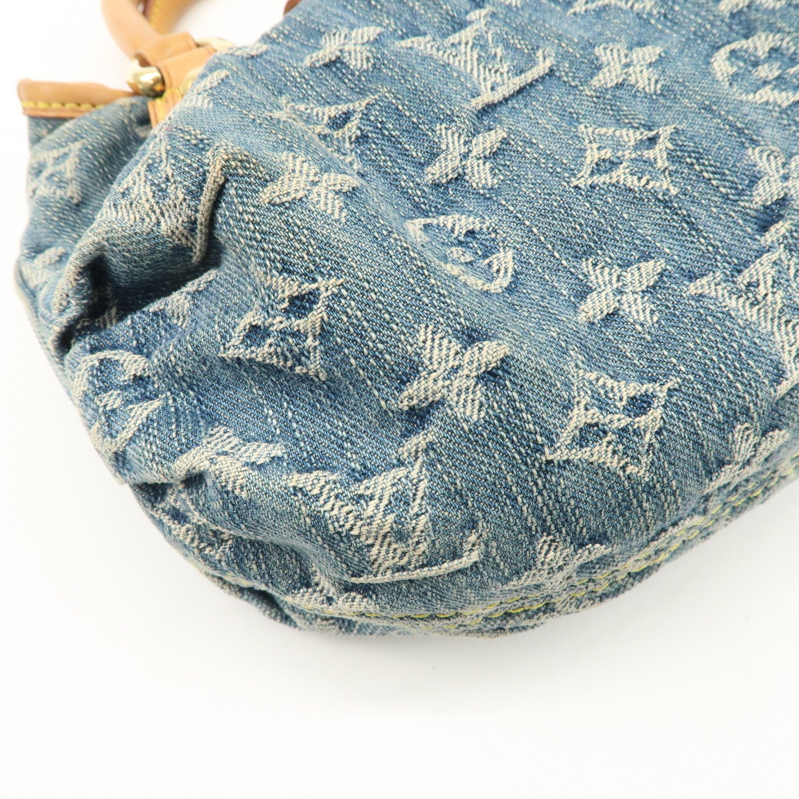 Louis Vuitton Monogram Denim Pleaty Hand Bag Blue M95020 Used