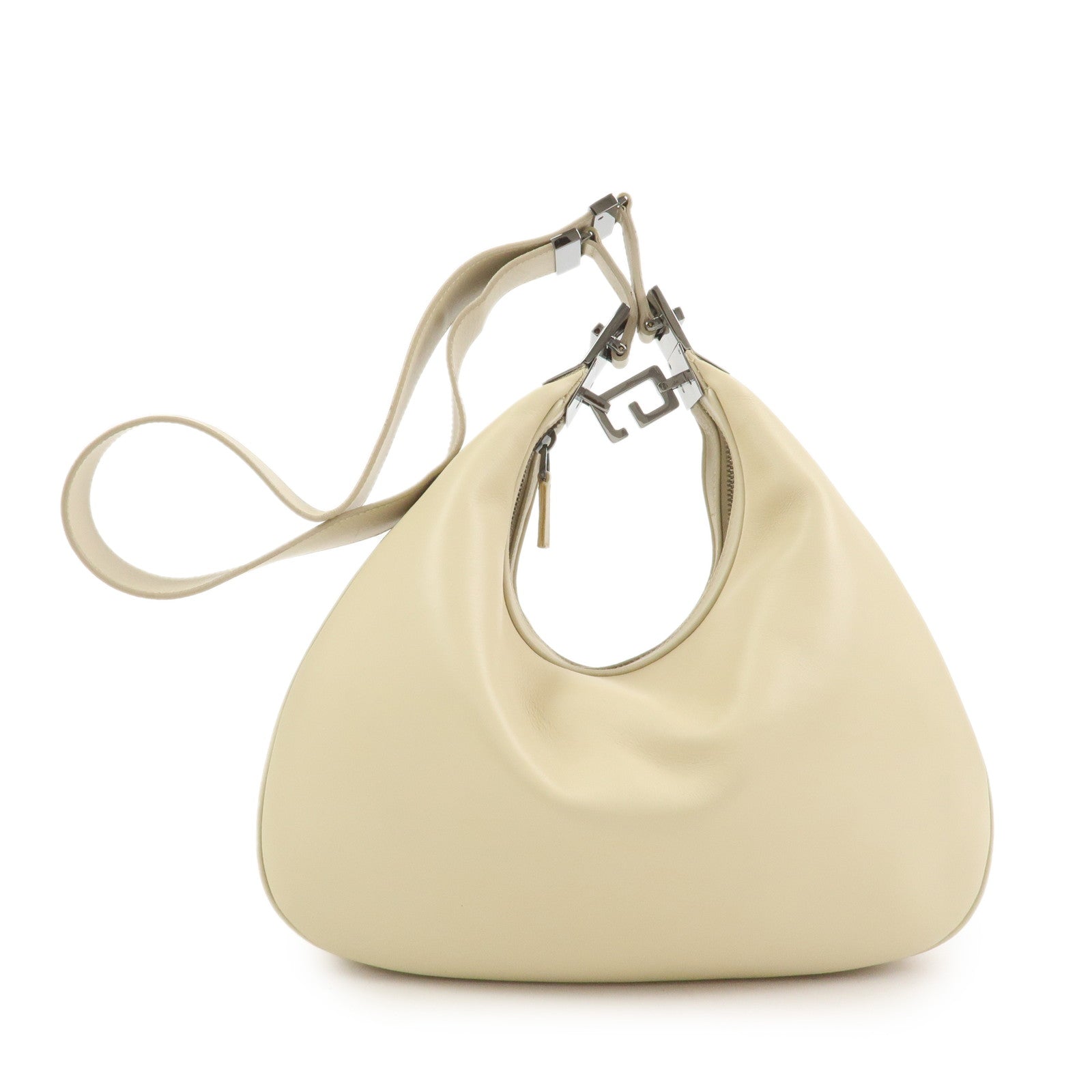 GUCCI Leather Shoulder Bag Ivory 001.3315