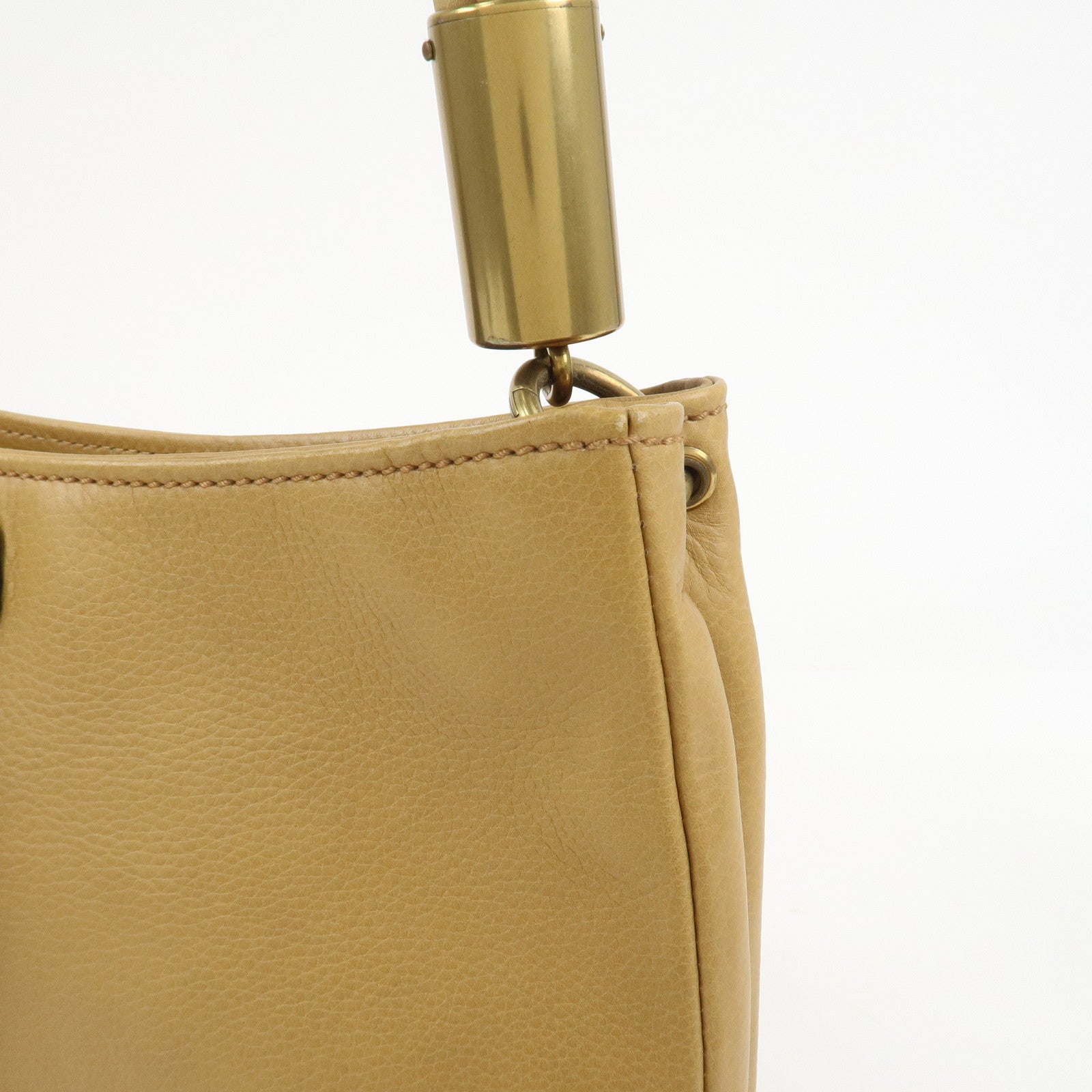 GUCCI Leather Shoulder Bag Hand Bag Beige 108964