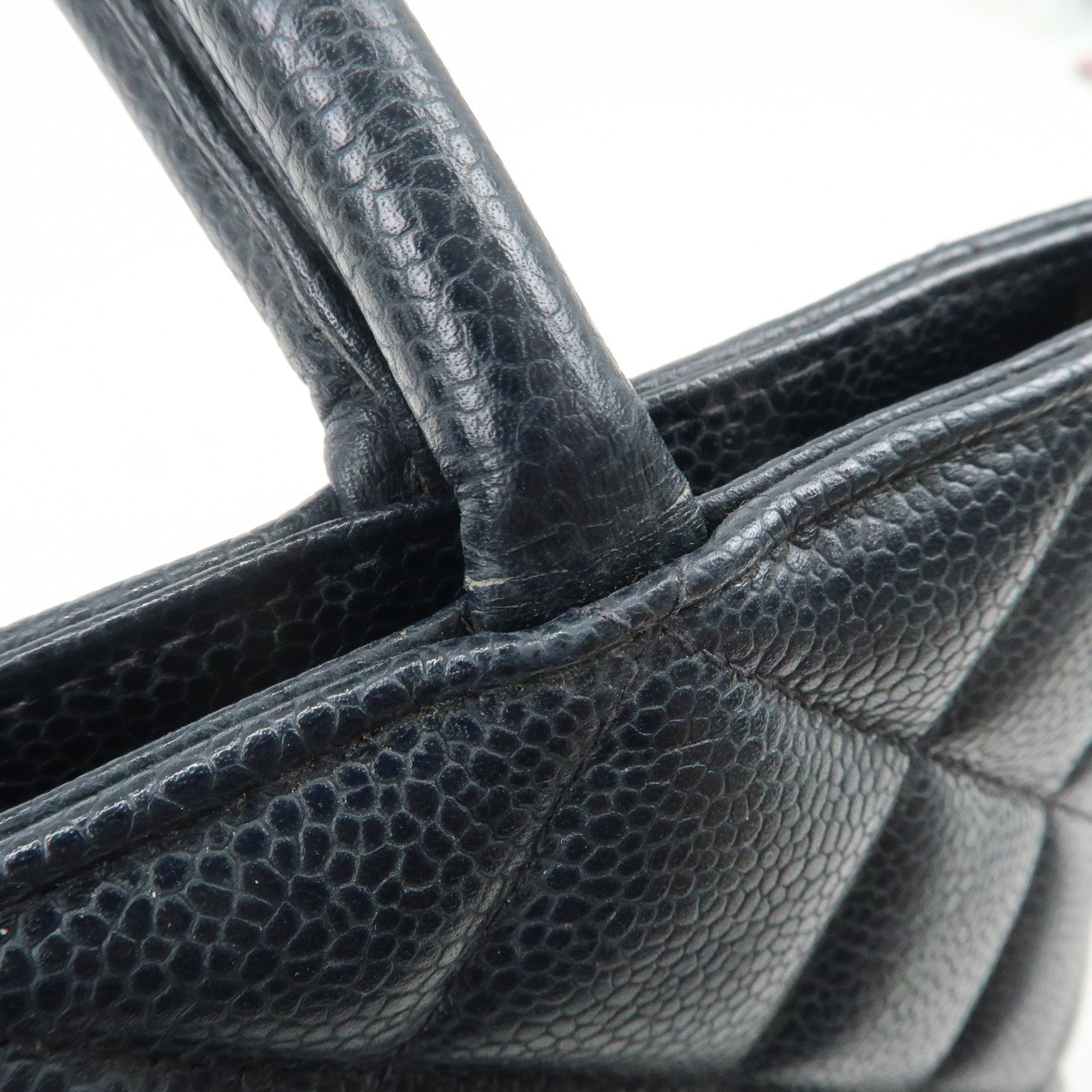 CHANEL COCO Mark Matelasse Medallion Tote Bag Hand Bag Navy A01804