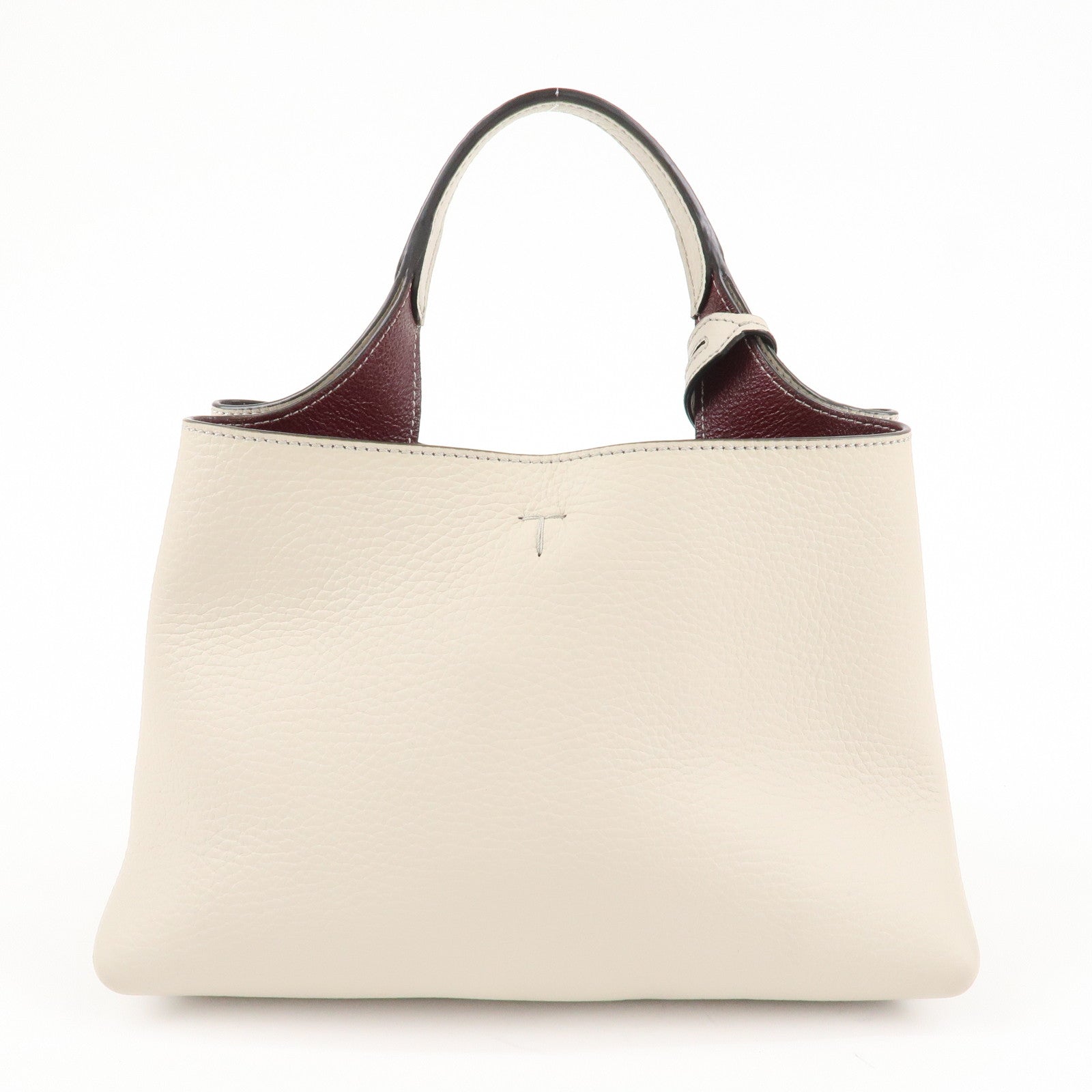 TOD'S T Timeless Micro Leather 2Way Hand Bag Gray Used