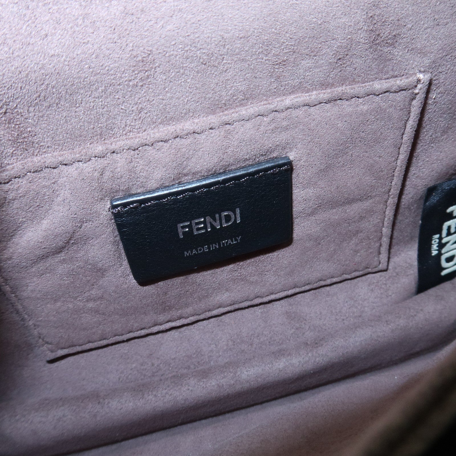 FENDI Mini Kan I Leather Chain Shoulder Bag Metallic Gray 8M0381