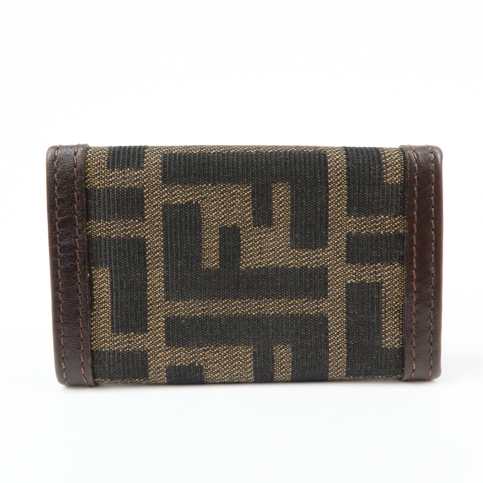 FENDI Zucca Ccanvas Leather Key Case Key Holder Black Brown 513516