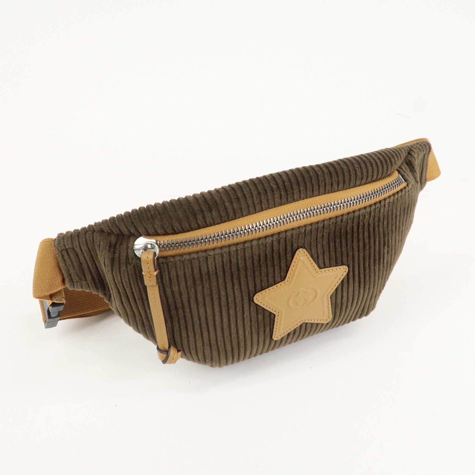 GUCCI Children's Corduroy Body Bag Waist Bag Brown Khaki 502095 Used