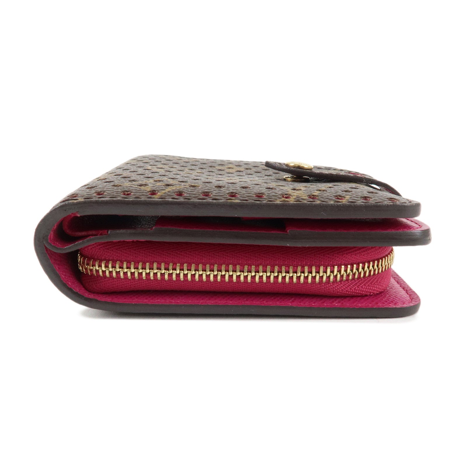 Louis Vuitton Monogram Perfor Compact Zip Bi-fold Wallet Fuchsia M95188 Used