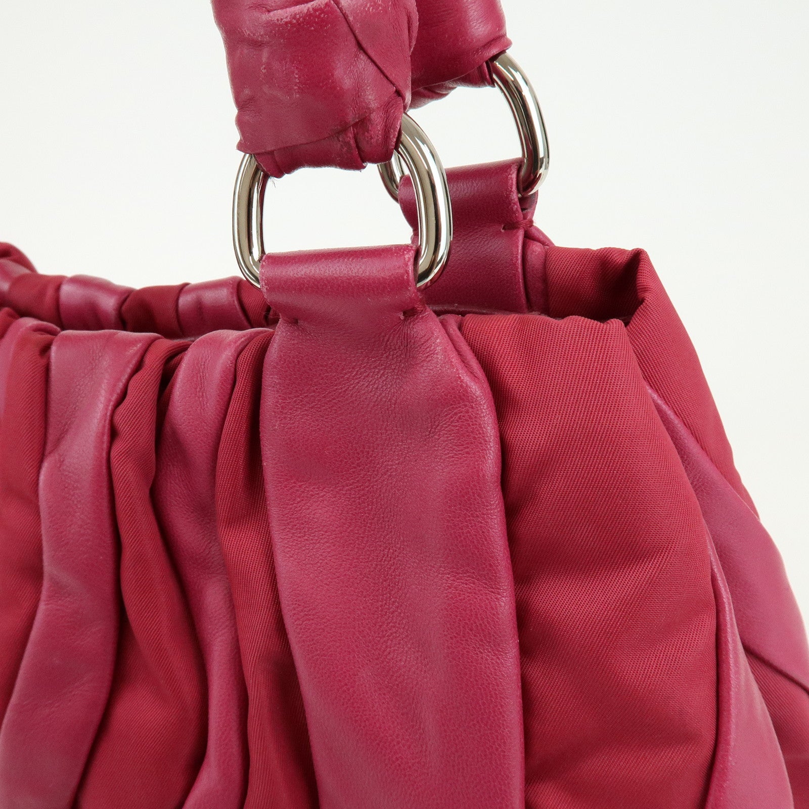 PRADA Nappa Leather Nylon Hand Bag Shoulder Bag Pink BR3994