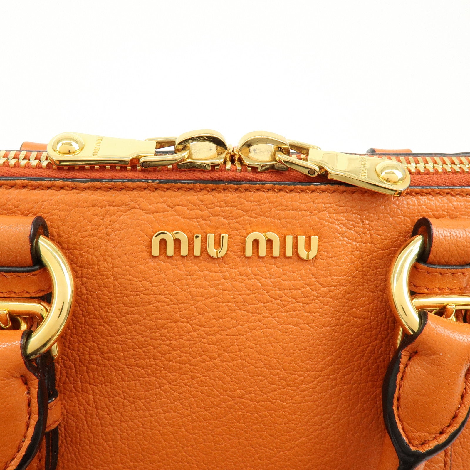 MIU MIU Madras Leather 2Way Bag Hand Bag Shoulder Bag Orange