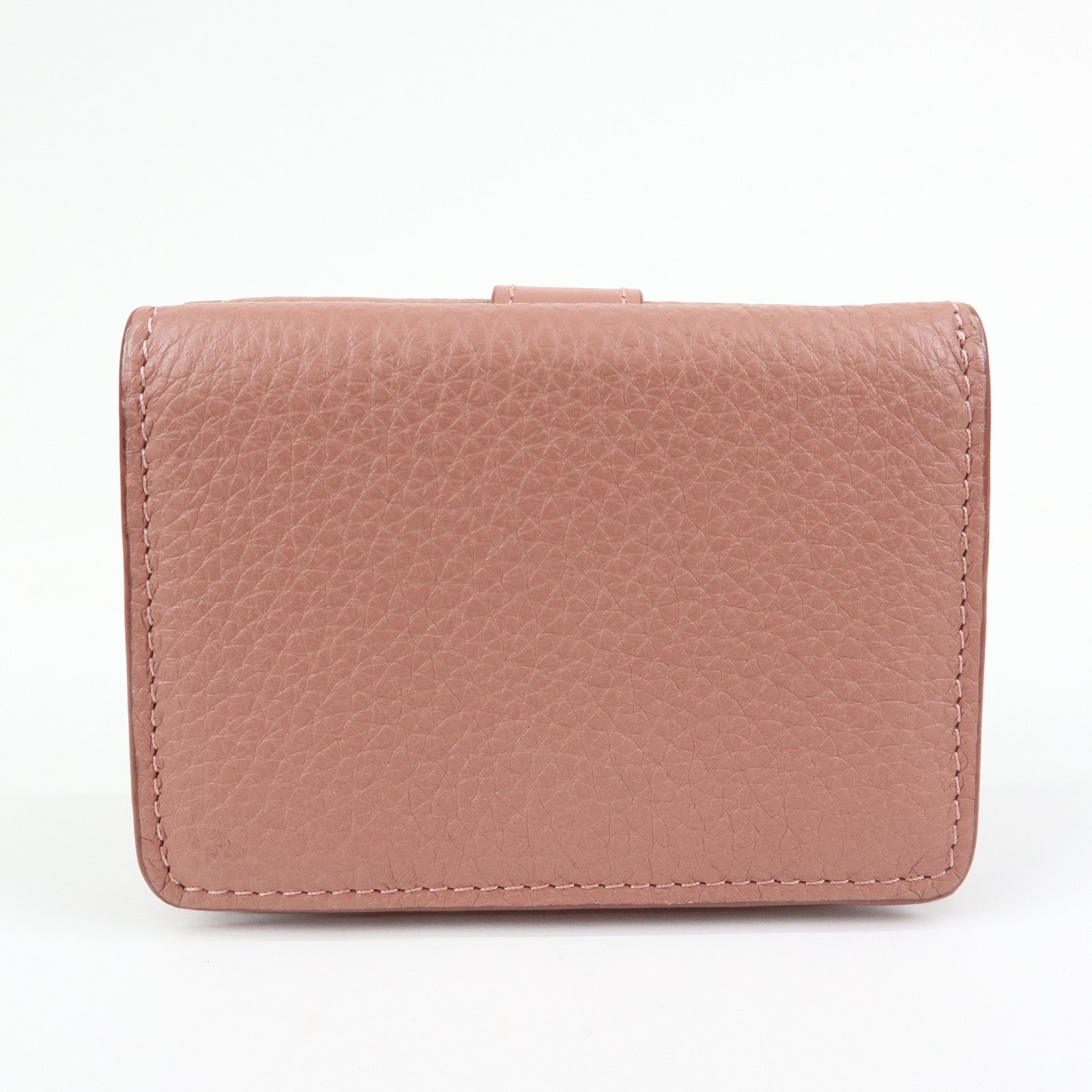 Chloe Aby Lock Leather Compact Trifold Wallet Pink