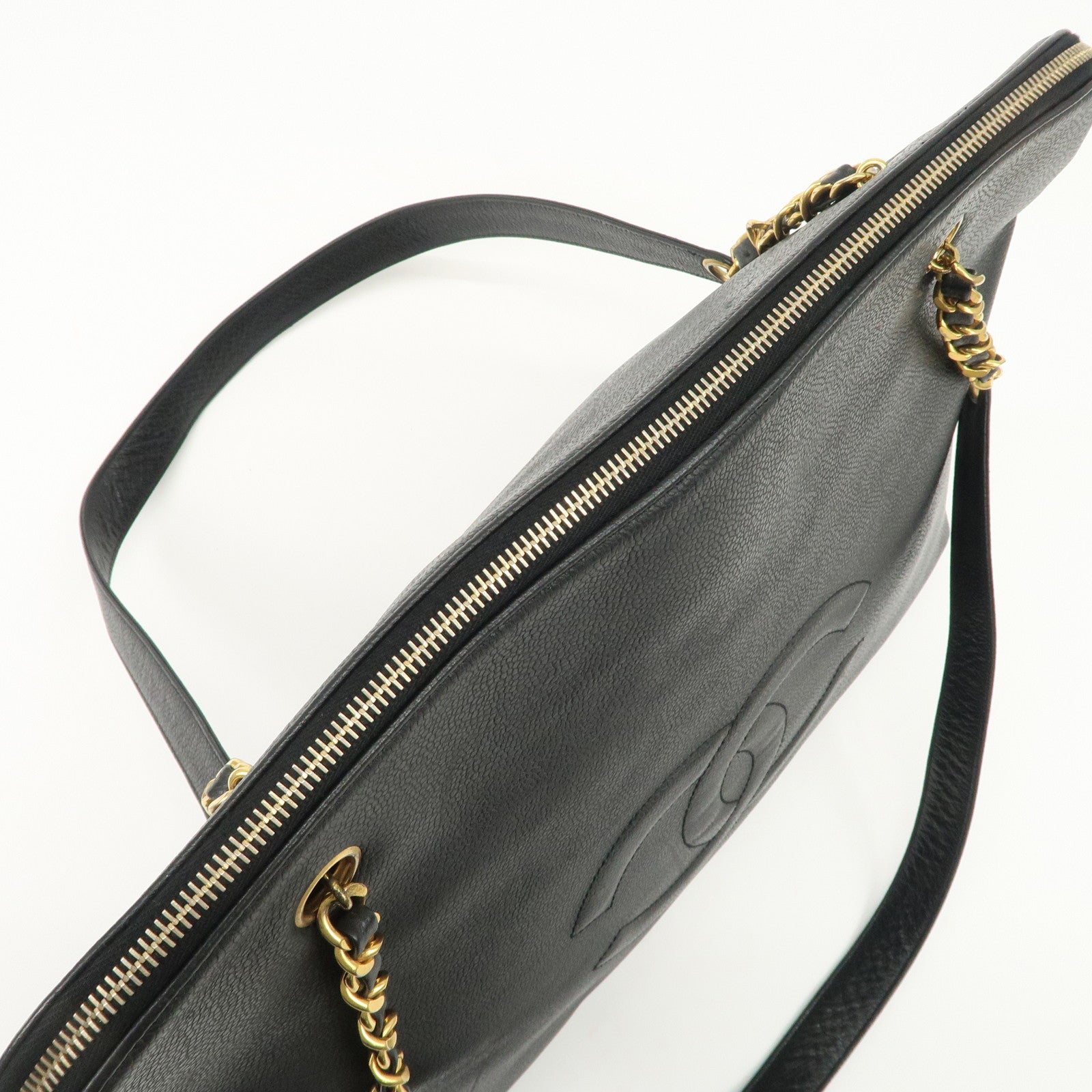 CHANEL COCO Mark COCO Ball Leather Chain Tote Bag Black A03578