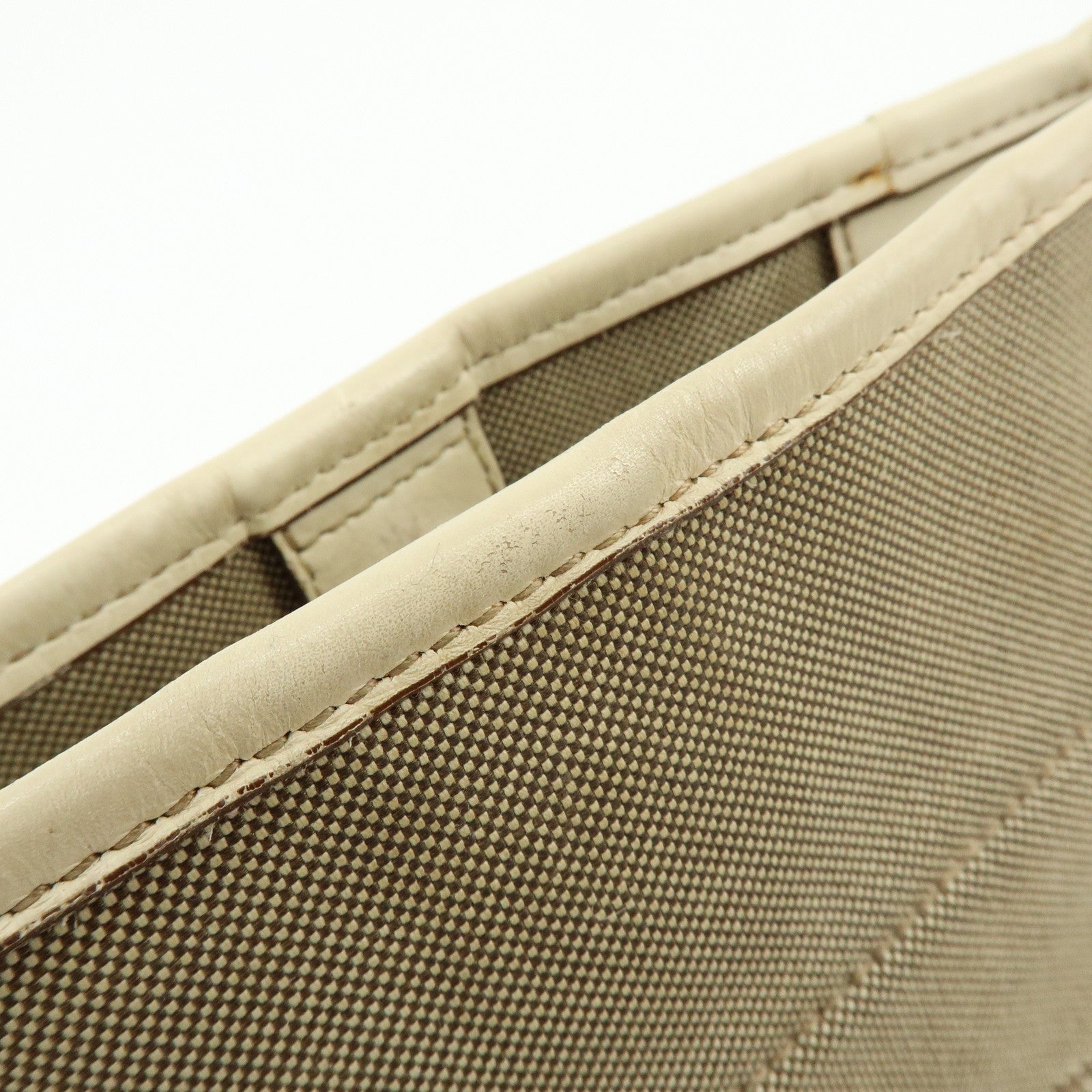 PRADA Logo Jacquard Leather Shoulder Bag Crossbody Bag Beige