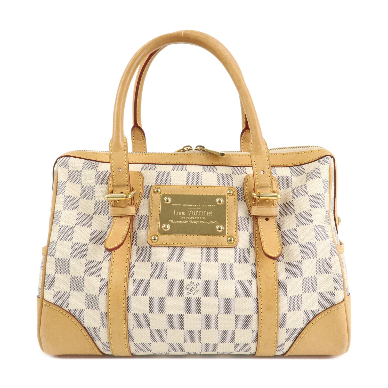 Louis Vuitton Damier Azur Leather Canvas Berkeley Hand Bag N52001 Used
